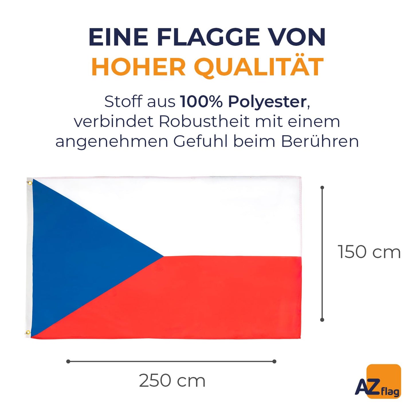 AZ FLAG - Czech Republic Flag - 250x150 cm - Large Czech Flag 100% Polyester with Brass Eyelets - 300g - K_170