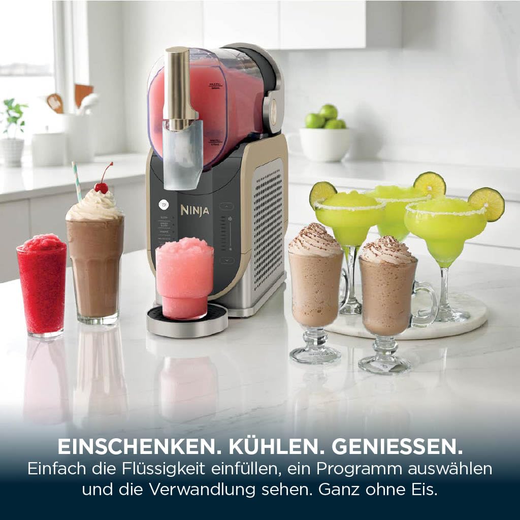 Ninja SLUSHi machine for slush, ice cocktails, frappé, milkshakes & frozen juice, without ice or preparation effort, WhisperChill technology, holds 1.9 L, Stone Gold, FS301EUSTGD