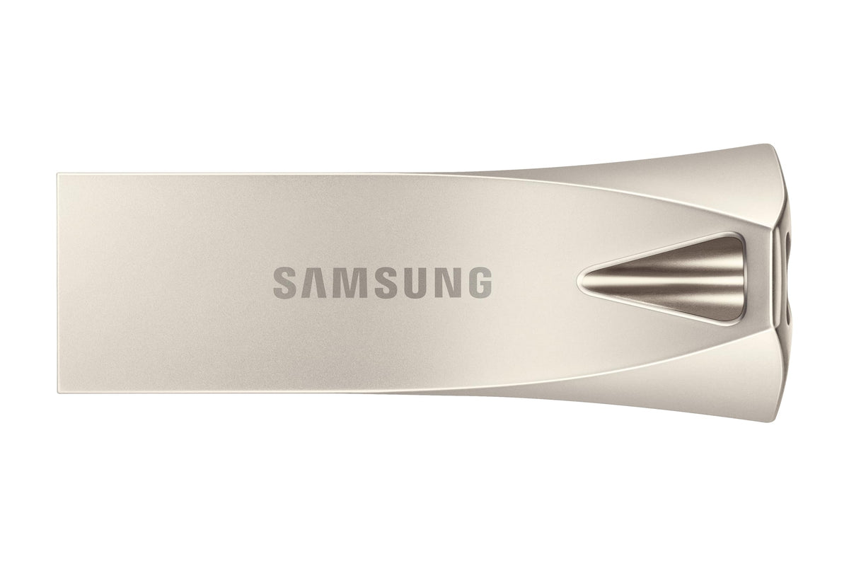 Samsung BAR Plus USB Flash Drive Type-A, 256GB, 400MB/s Read, 110MB/s Write, Durable USB 3.1 Memory Stick with Key Ring, Champagne Silver, MUF-256BE3/APC