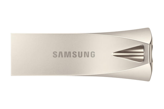 Samsung BAR Plus USB Flash Drive Type-A, 128GB, 400MB/s Read, 60MB/s Write, Durable USB 3.1 Memory Stick with Key Ring, Champagne Silver, MUF-128BE3/APC