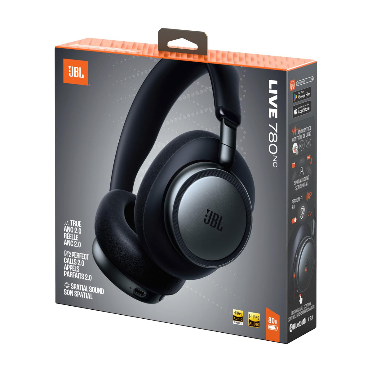 JBL Live 780NC Wireless Over-Ear Headphones with Noise Cancelling, Black - JBLLIVE780NCBLK