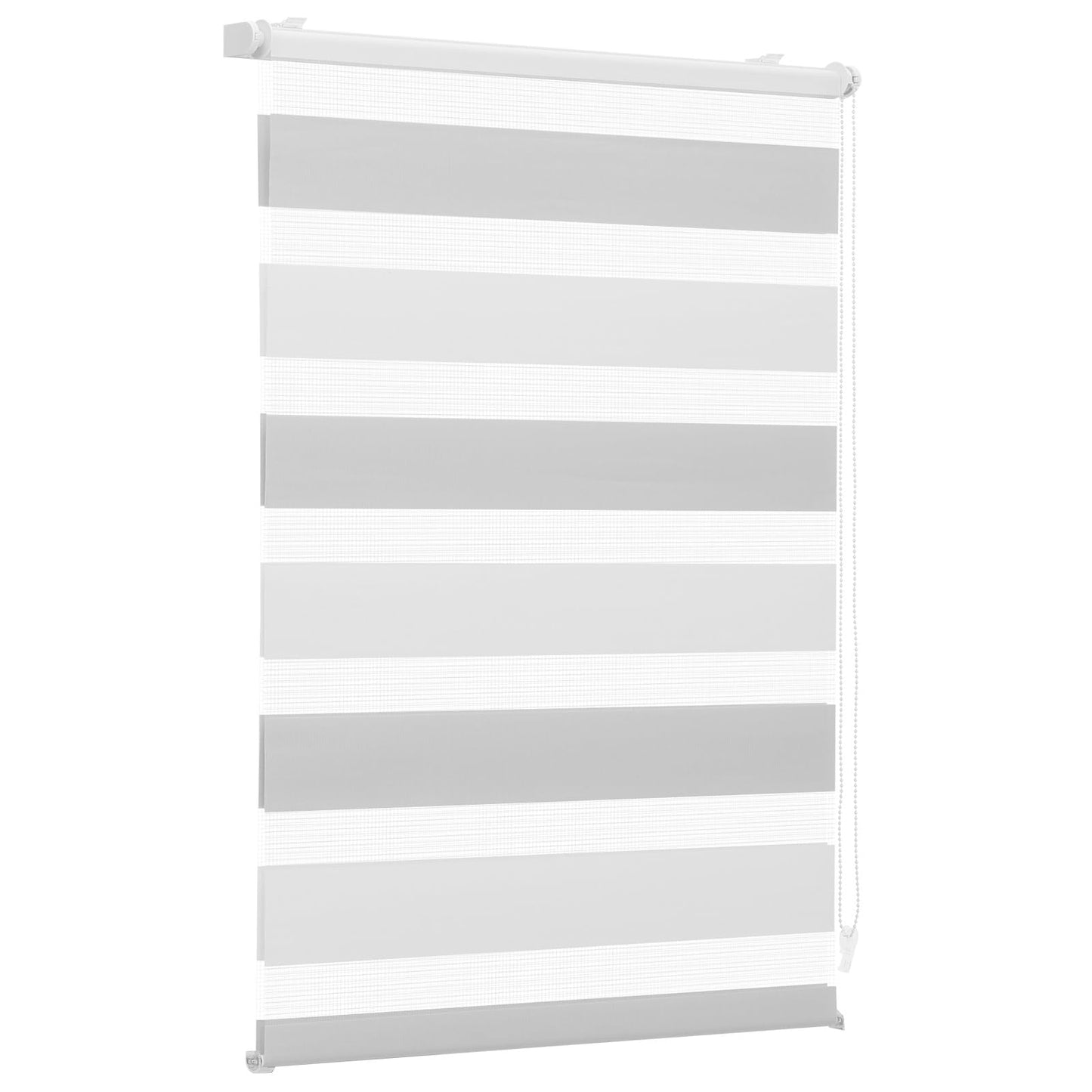 Sekey double roller blind Klemmfix without drilling for windows, two-tone double roller blind 95 cm wide, duo roller blind sun protection, 95x130cm, white & light gray - BL-7109