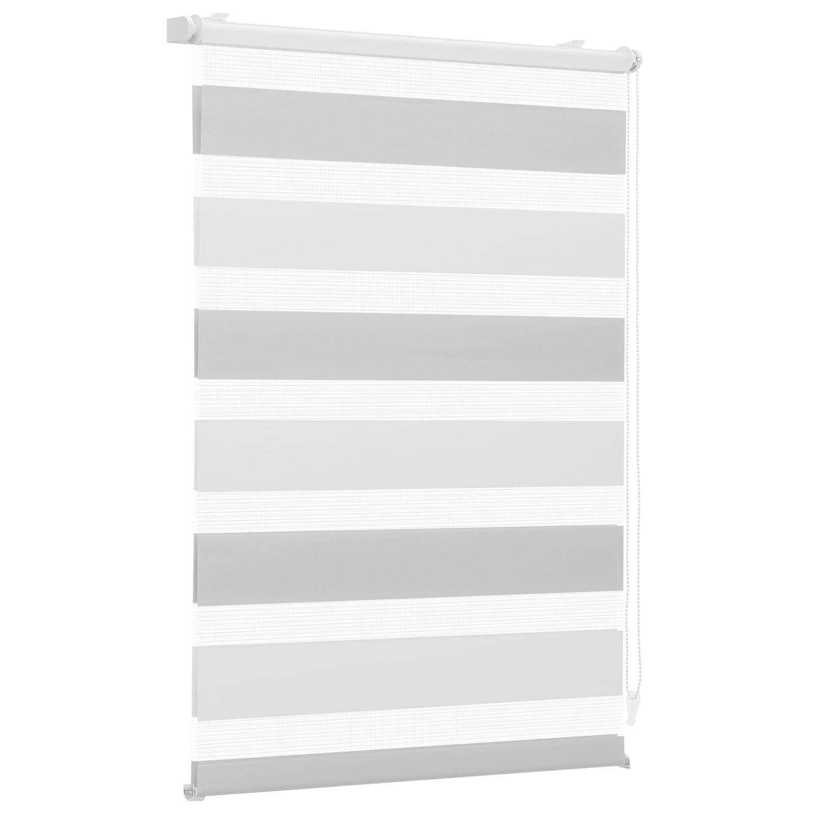 Sekey double roller blind Klemmfix without drilling for windows, two-tone double roller blind 95 cm wide, duo roller blind sun protection, 95x130cm, white & light gray - BL-7109