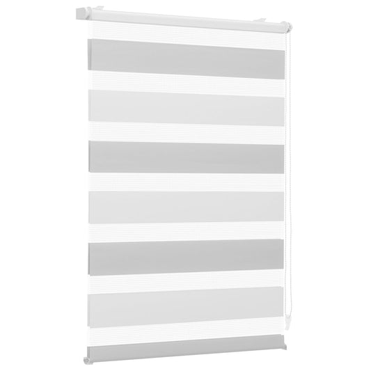 Sekey double roller blind Klemmfix without drilling for windows, two-tone double roller blind 95 cm wide, duo roller blind sun protection, 95x130cm, white & light gray - BL-7109
