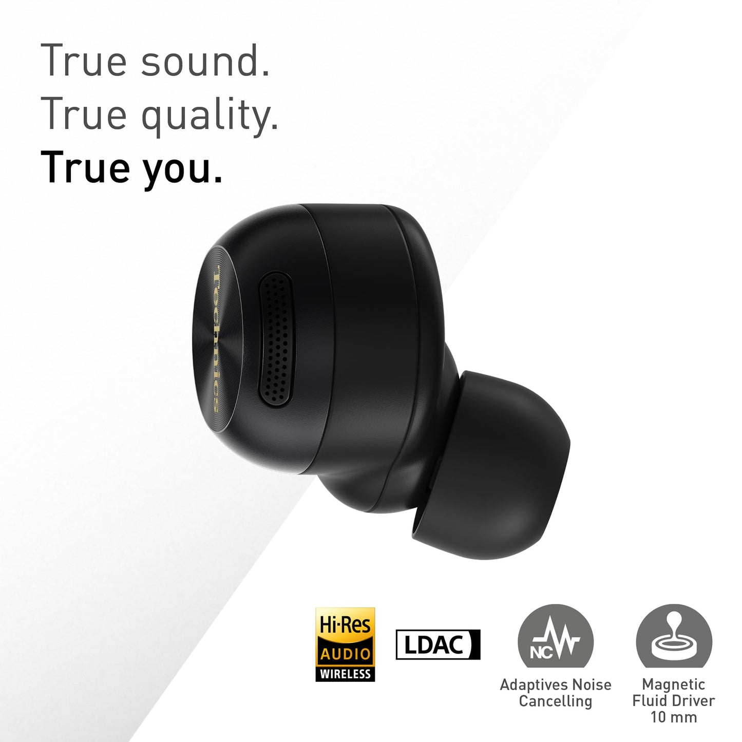 Technics EAH-AZ100E-K Wireless Noise Canceling Headphones, Comfortable In-Ear Headphones, Multipoint Bluetooth, Voice Focus AI, Black