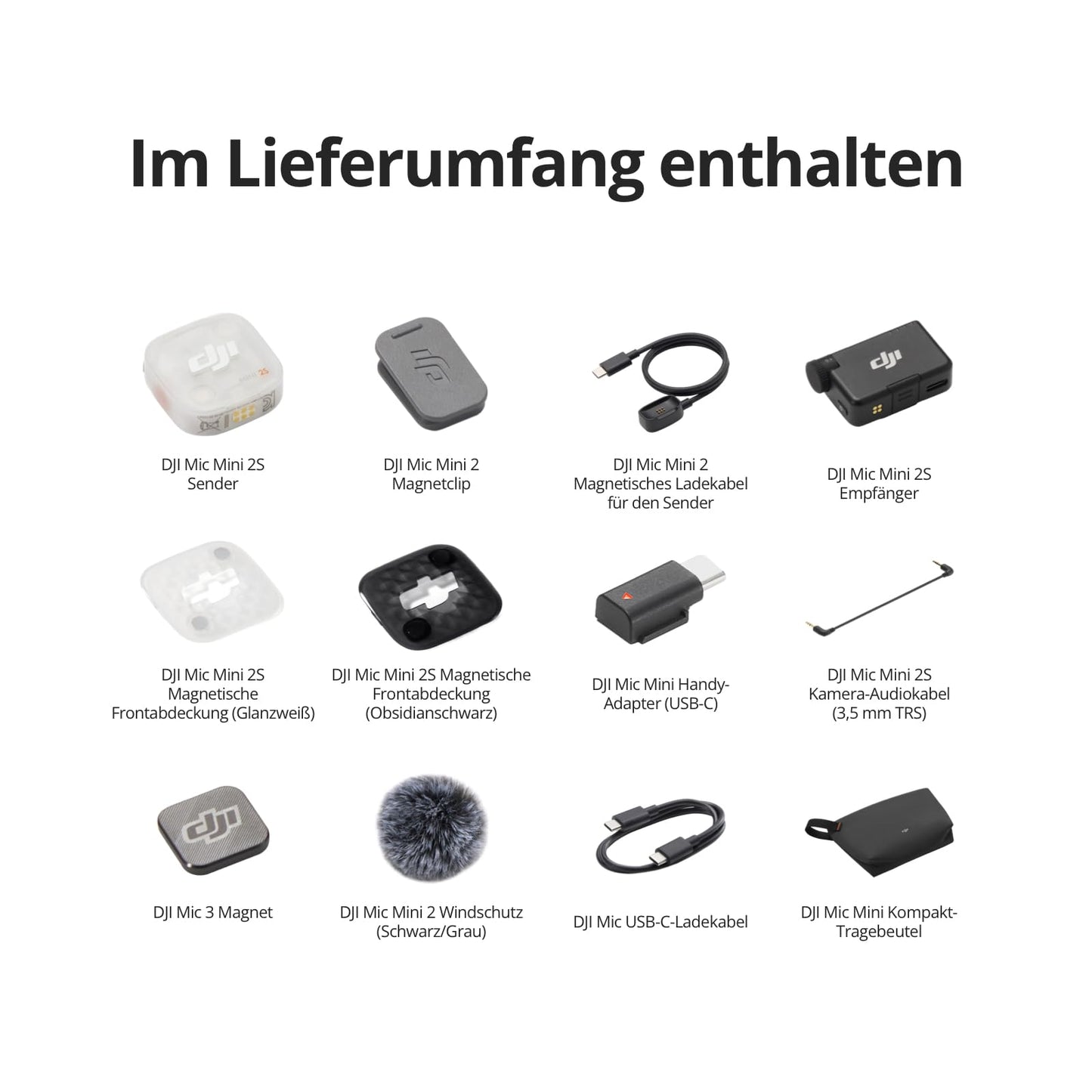 DJI Mic Mini 2S (1 transmitter + 1 receiver), AI noise cancellation - 6937224149403