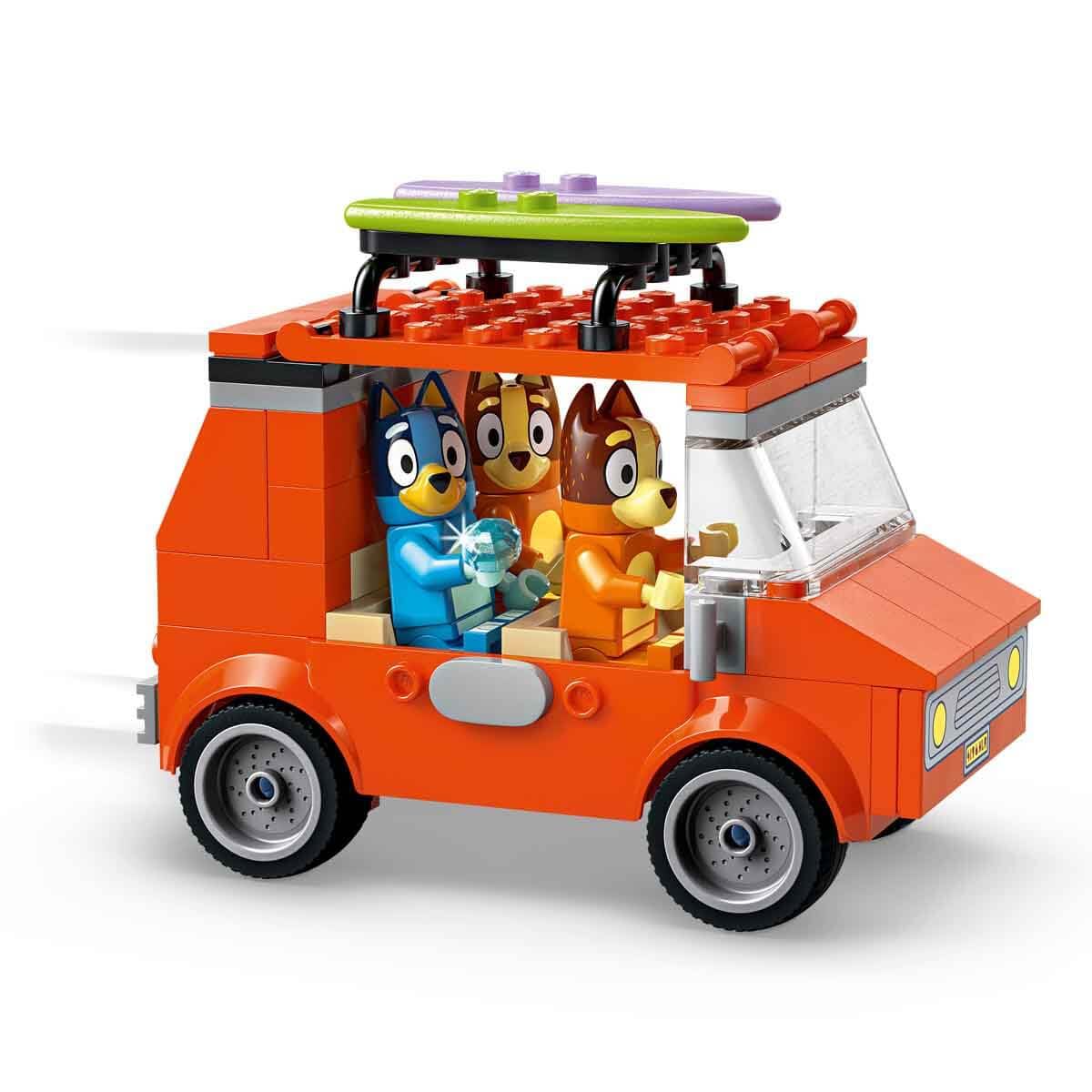 LEGO Bluey: Bluey's Beach & Family Car Trip Toy with 3 Minifigures incl. Bingo & Chilli, Plus 2 Surfboards, a Sand Castle & Fun Accessories - Birthday Gift for 4+ Year Old Girls & Boys - 11202