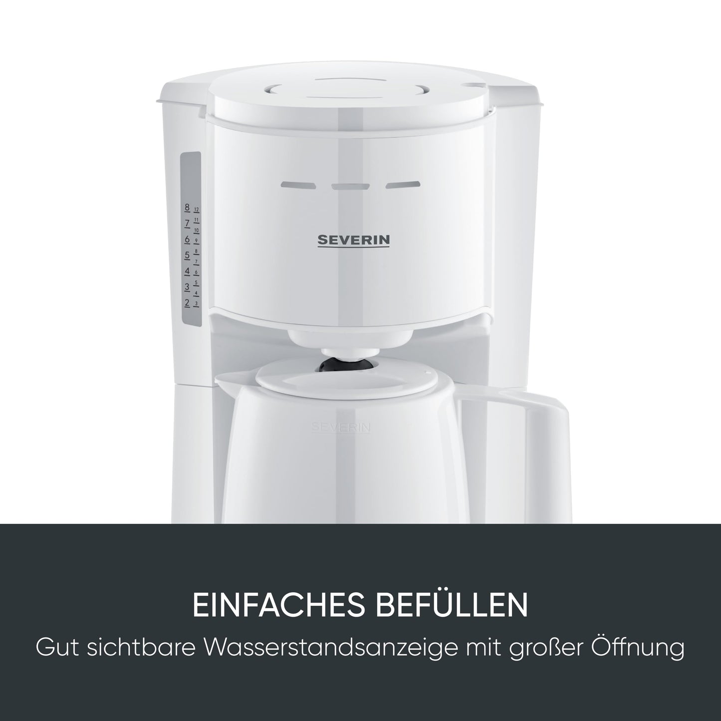 Severin filter coffee machine with 2 thermal jugs, coffee machine with brewing lid, drip-free pouring, long temperature storage, automatic switch-off, 1000 W, approx. 1 liter, white, KA 9309