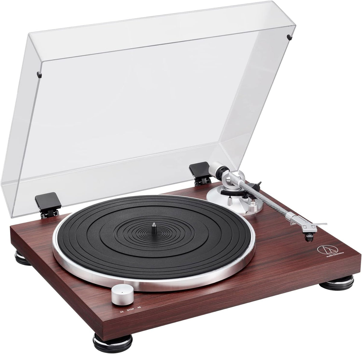 Audio-Technica LPW50BTRW Platan turntable fără fir cu acționare prin curea palisandru - AT-LPW50BTRW