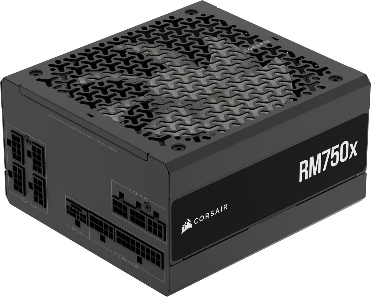 CORSAIR RM750x Sursă de alimentare ATX complet modulară, silențioasă – Mod ventilator Zero RPM, conformă cu ATX 3.1, suport PCIe 5.1, Cybenetics Gold, conexiune nativă 12V-2x6 – Negru - CP-9020285-EU