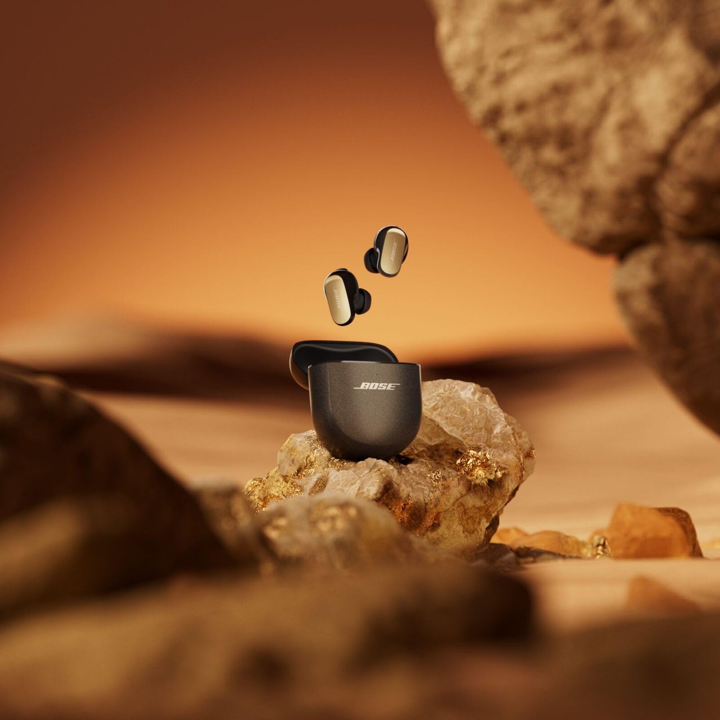 Bose QuietComfort Ultra Bluetooth Earbuds (2nd Gen), wireless noise canceling earbuds, up to 6 hours of battery life, IPX4 protection, 360 degree sound, deep bass, Desert Gold - Limited Edition - 896637-0040