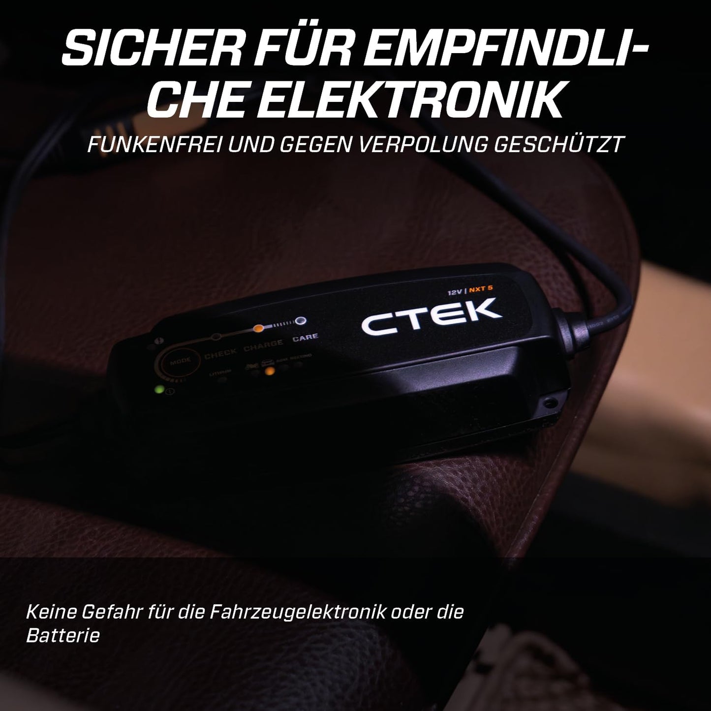 CTEK NXT 5 Smart Battery Charger 12V 5A Compatible with Lead Acid and Lithium Batteries, Reconditioning Mode, AGM Optimization, Temperature Compensation, Convenient Battery Maintainer - 40-659