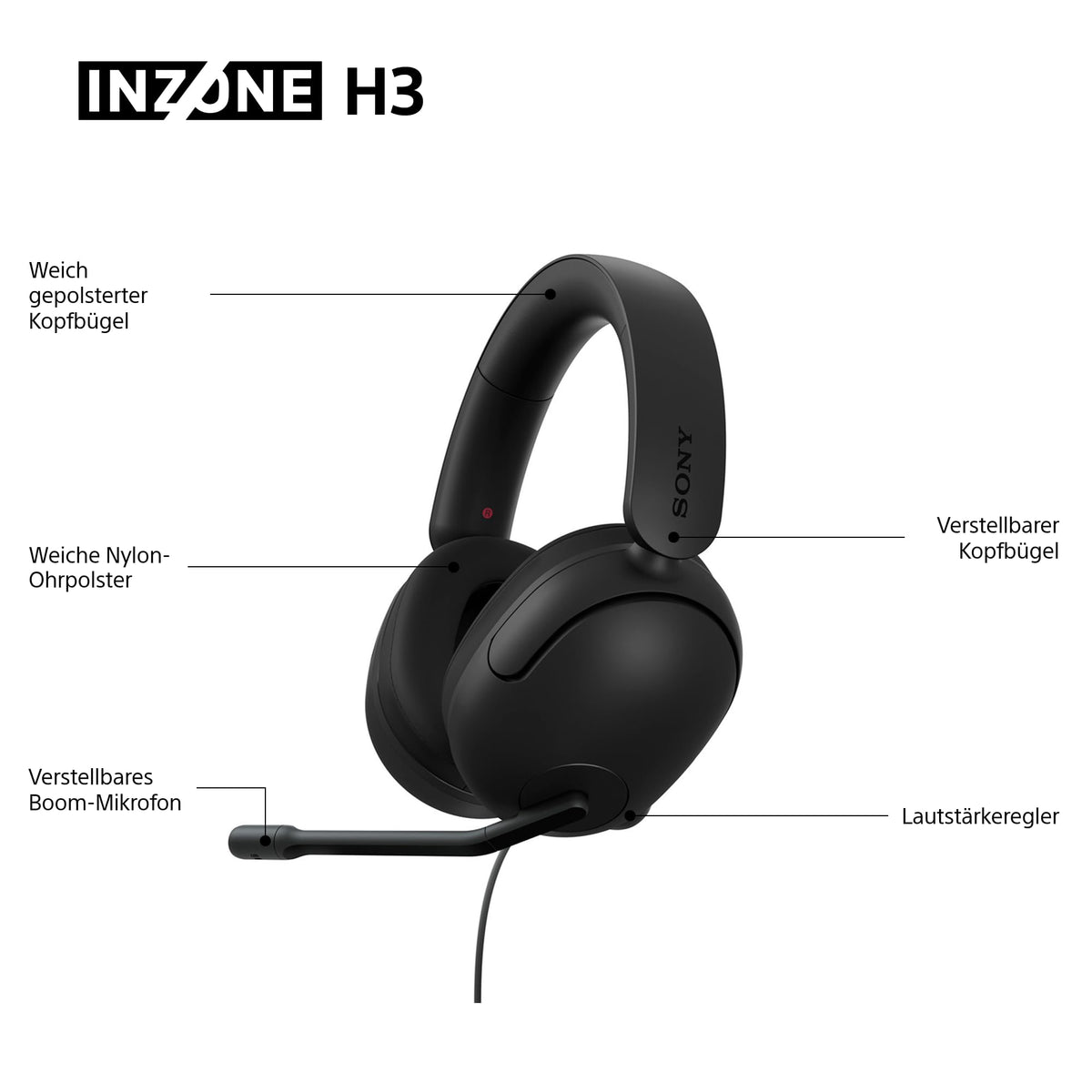 Sony INZONE H3 Cască de gaming cu fir - MDRG300B.CE7