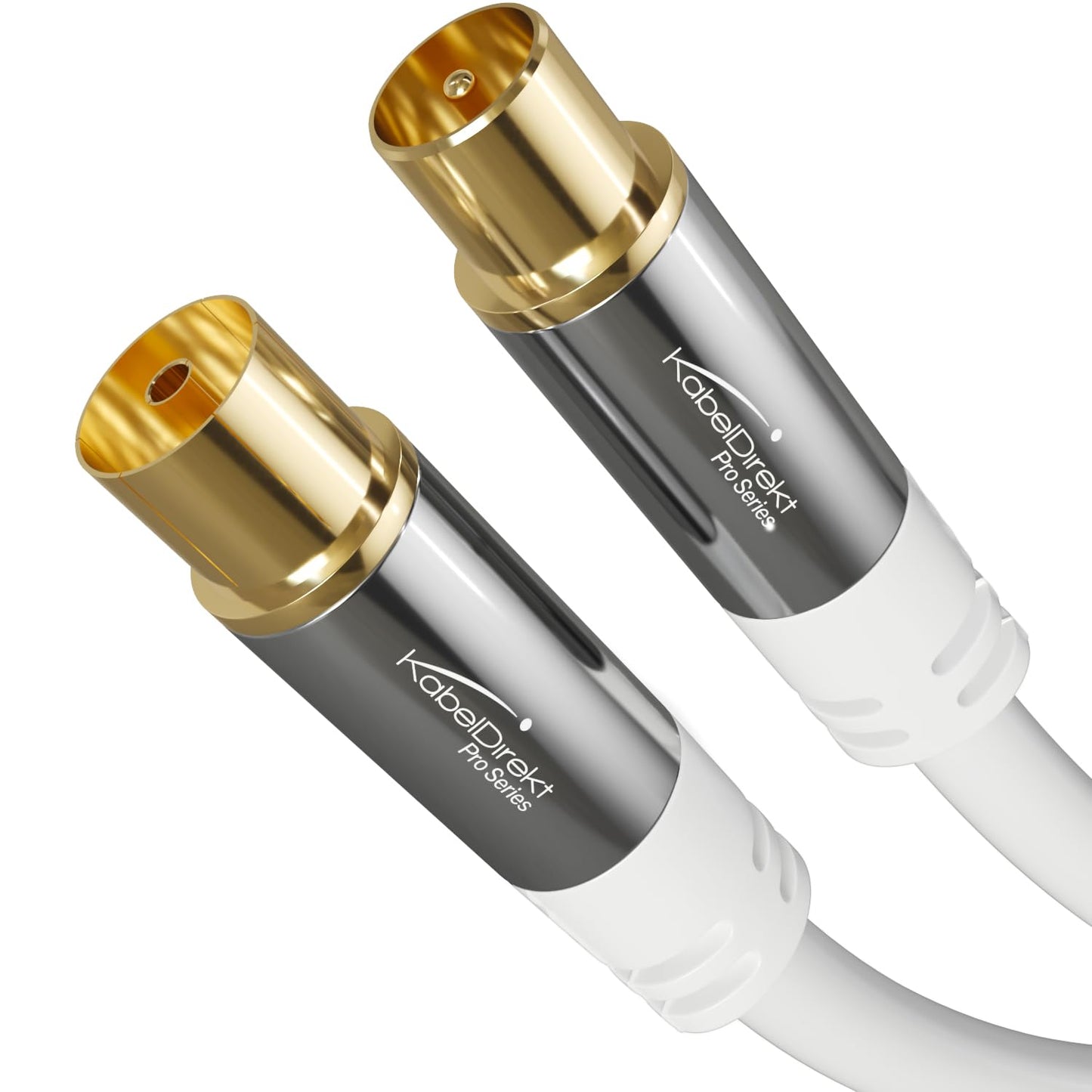 KabelDirekt – 4K antenna cable (coax) – 15m – plug/socket, white - 1632