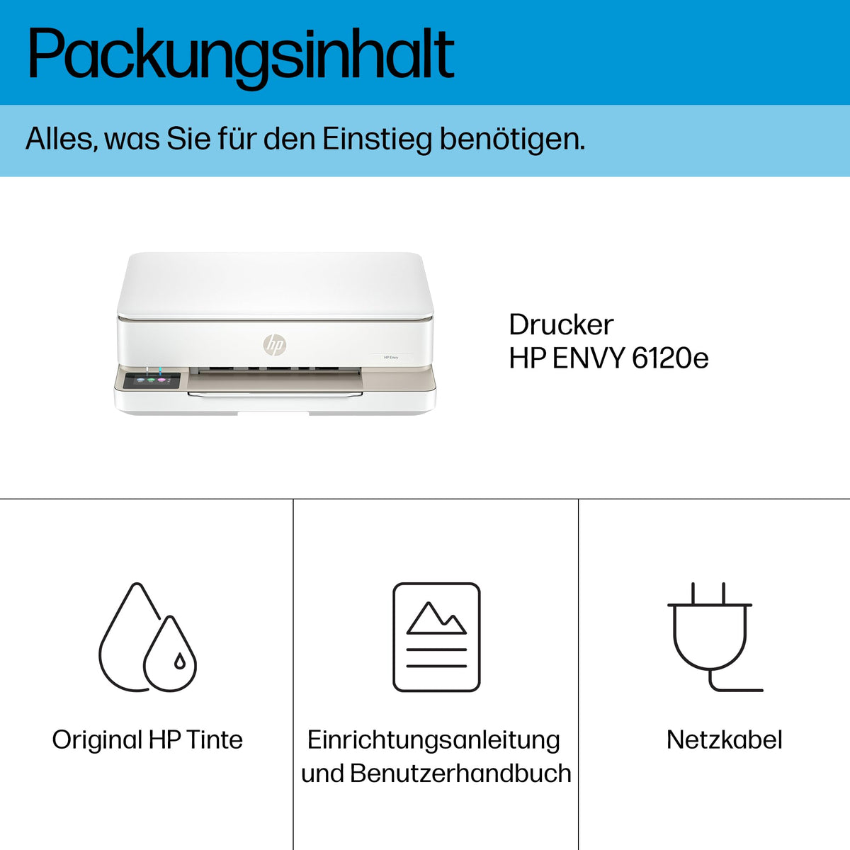 HP Envy 6120e, multifunction printer, 3 months of free printing with Instant Ink included, print, copy, scan, mobile faxing, Wi-Fi, double-sided printing - 714L8B#629