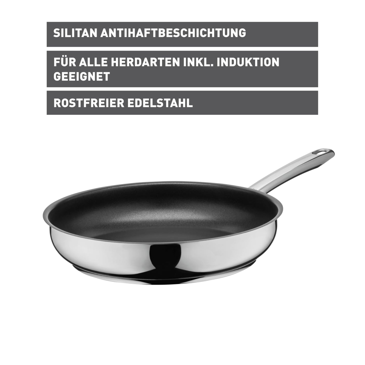 Silit Calabria frying pan 20 cm induction, coated stainless steel pan, long heat retention, non-stick coating, oven safe, suitable for all types of stoves, for gentle frying - 2110301752
