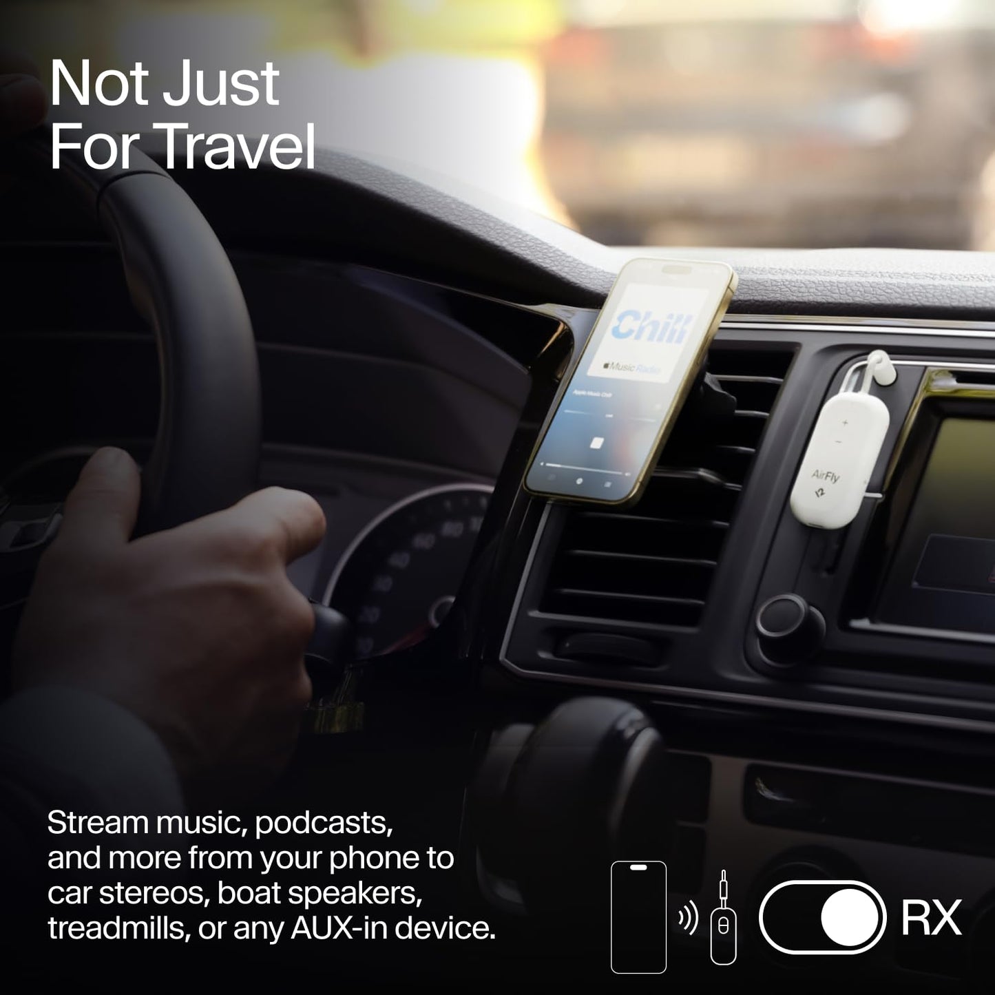 Twelve South AirFly Pro 2 Deluxe | Wireless transmitter/receiver with audio sharing for up to 2 AirPods/wireless headphones - airplane, gym, car - TS-2510