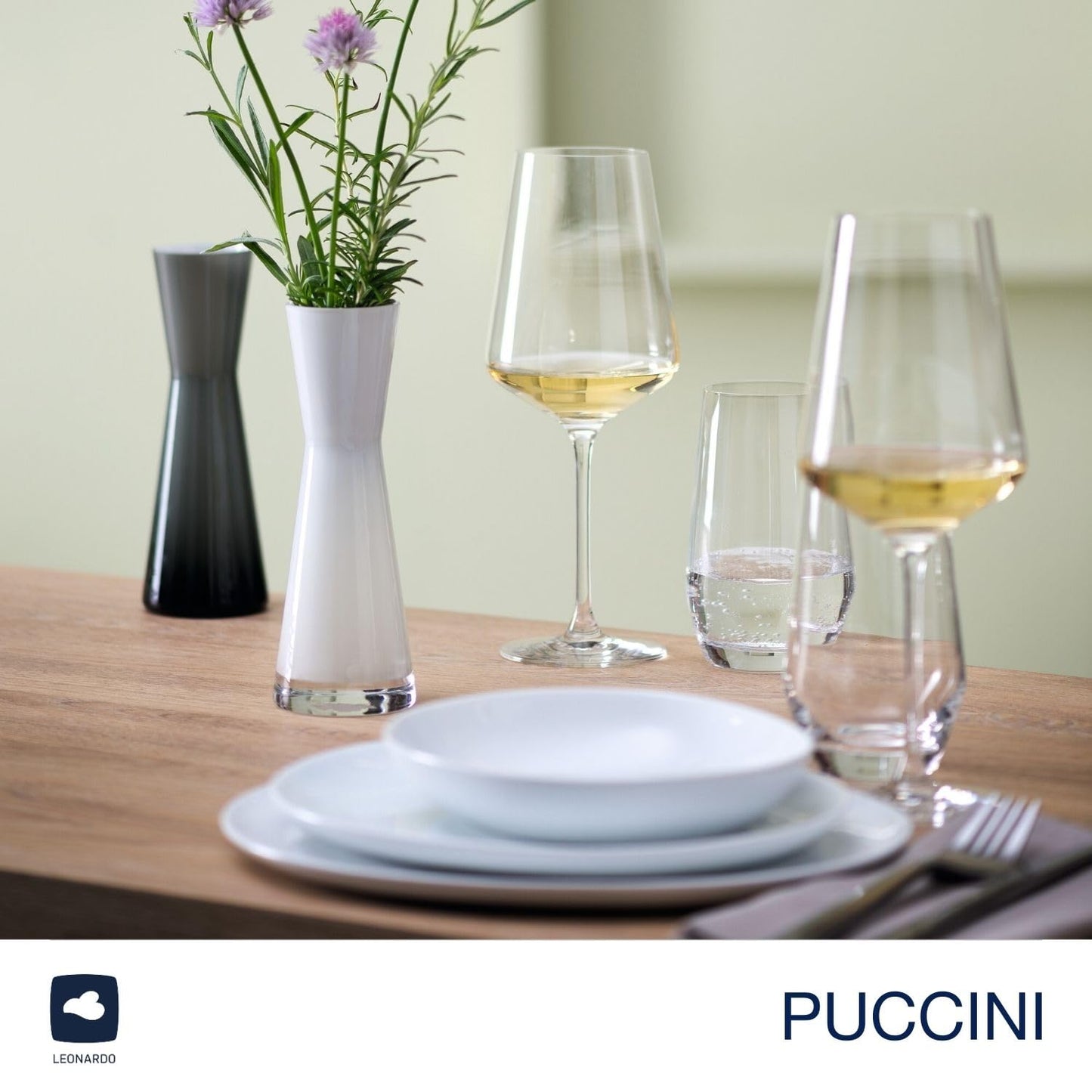 LEONARDO HOME PUCCINI white wine glasses (set of 6) incl. polishing cloth • Scratch-resistant wine glasses (560 ml) • Dishwasher safe & durable • Timeless glasses for white wine • Puccini white wine glass • 040977