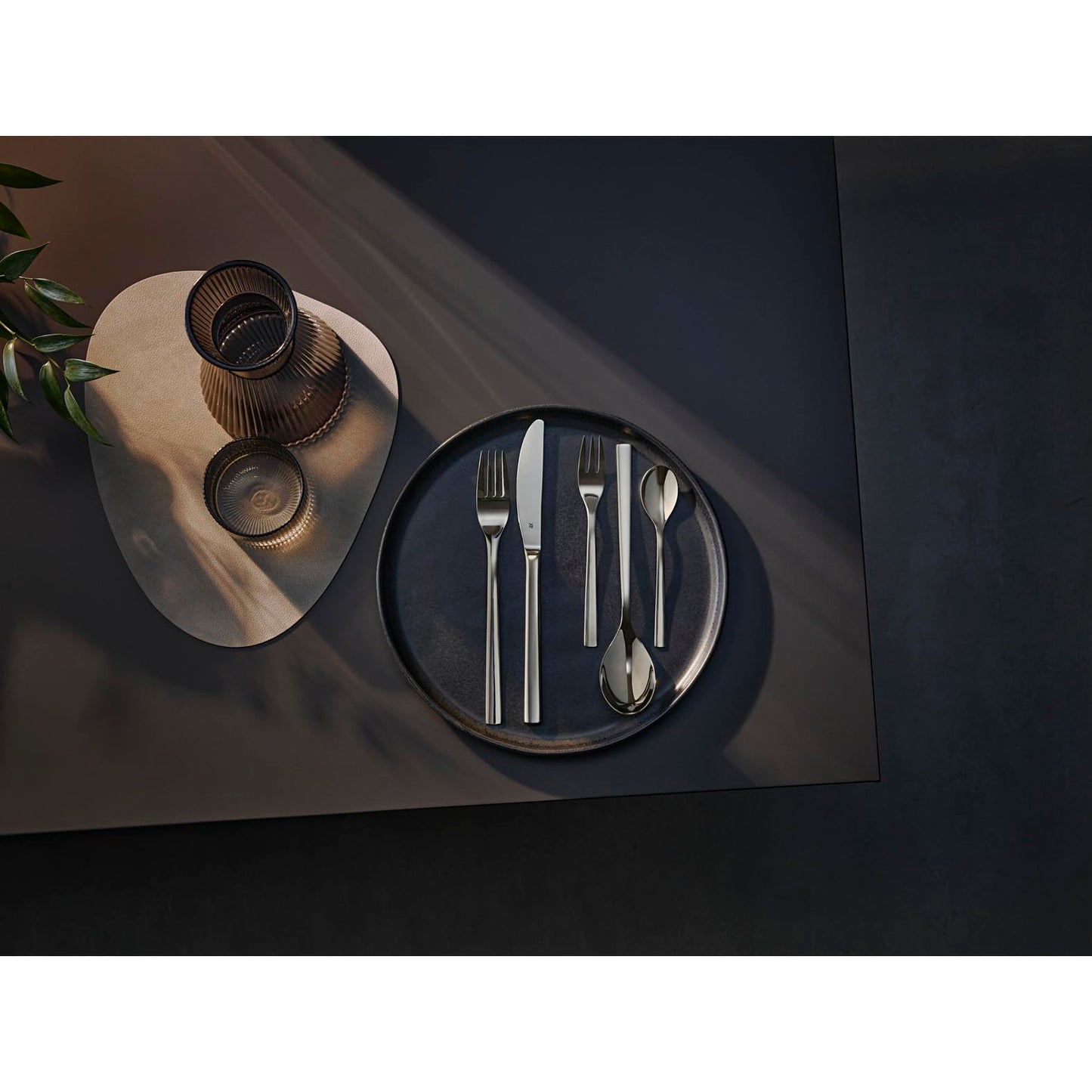 WMF Palermo cutlery set for 12 people, cutlery 60 pieces, monobloc knife, Cromargan stainless steel polished, shiny, dishwasher safe - 1177009990