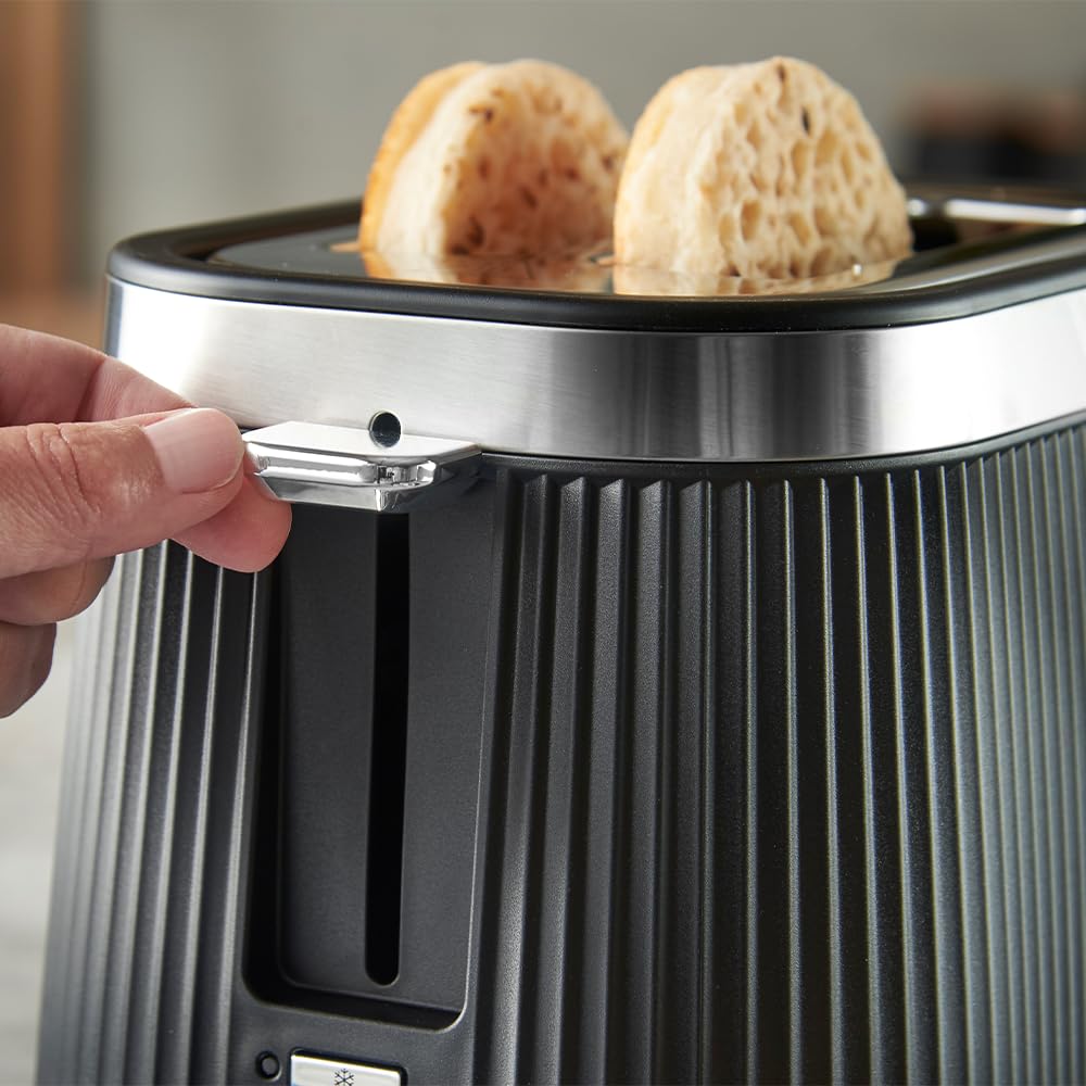 Russell Hobbs Toaster Brontë Black, 2-Slice, Matte Finish, Lift & Look - 26760-56