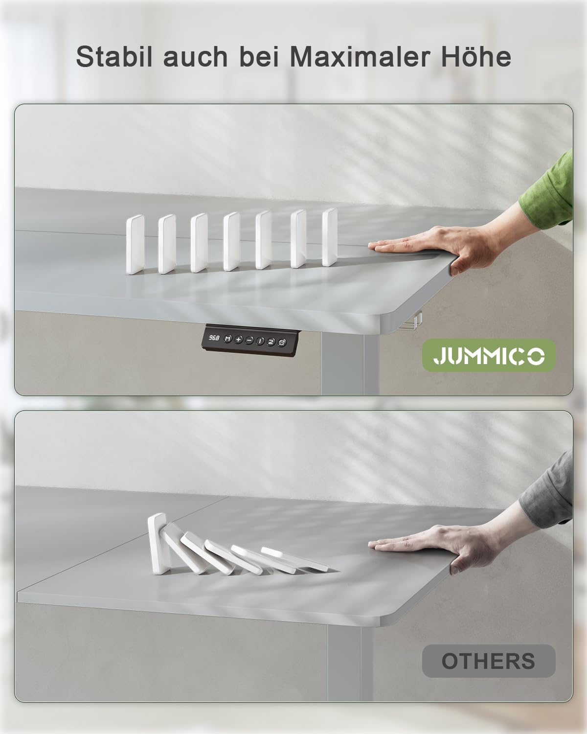 JUMMICO Birou reglabil pe înălțime cu port de încărcare USB, birou reglabil electric pe înălțime 100 x 60 cm, masă de stat-șezut, birou tip standing desk, masă de calculator reglabilă, birou standing desk, gri - 0403