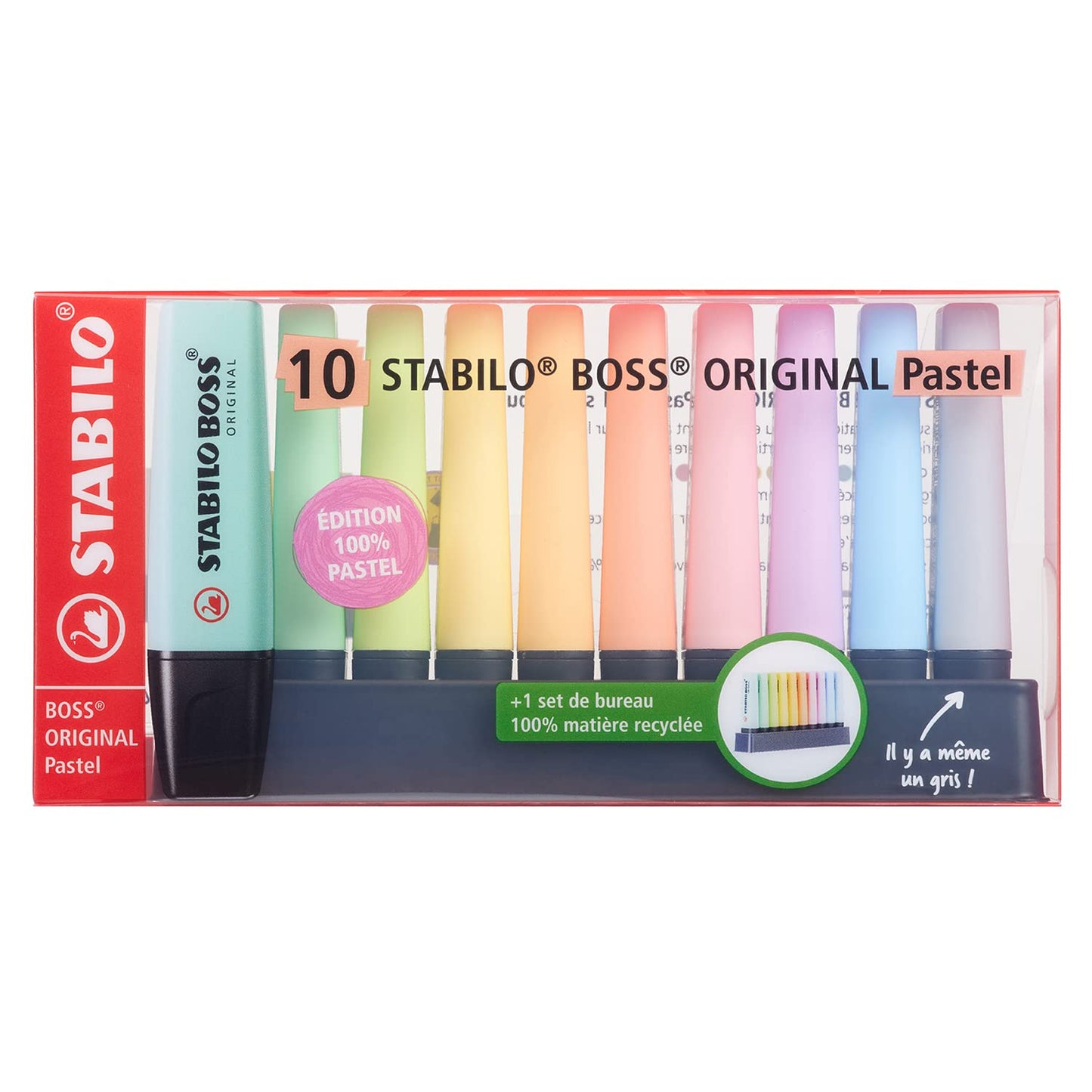 STABILO - Highlighter - BOSS ORIGINAL Pastel - Placemat of 10 - with 10 different colors - F58678