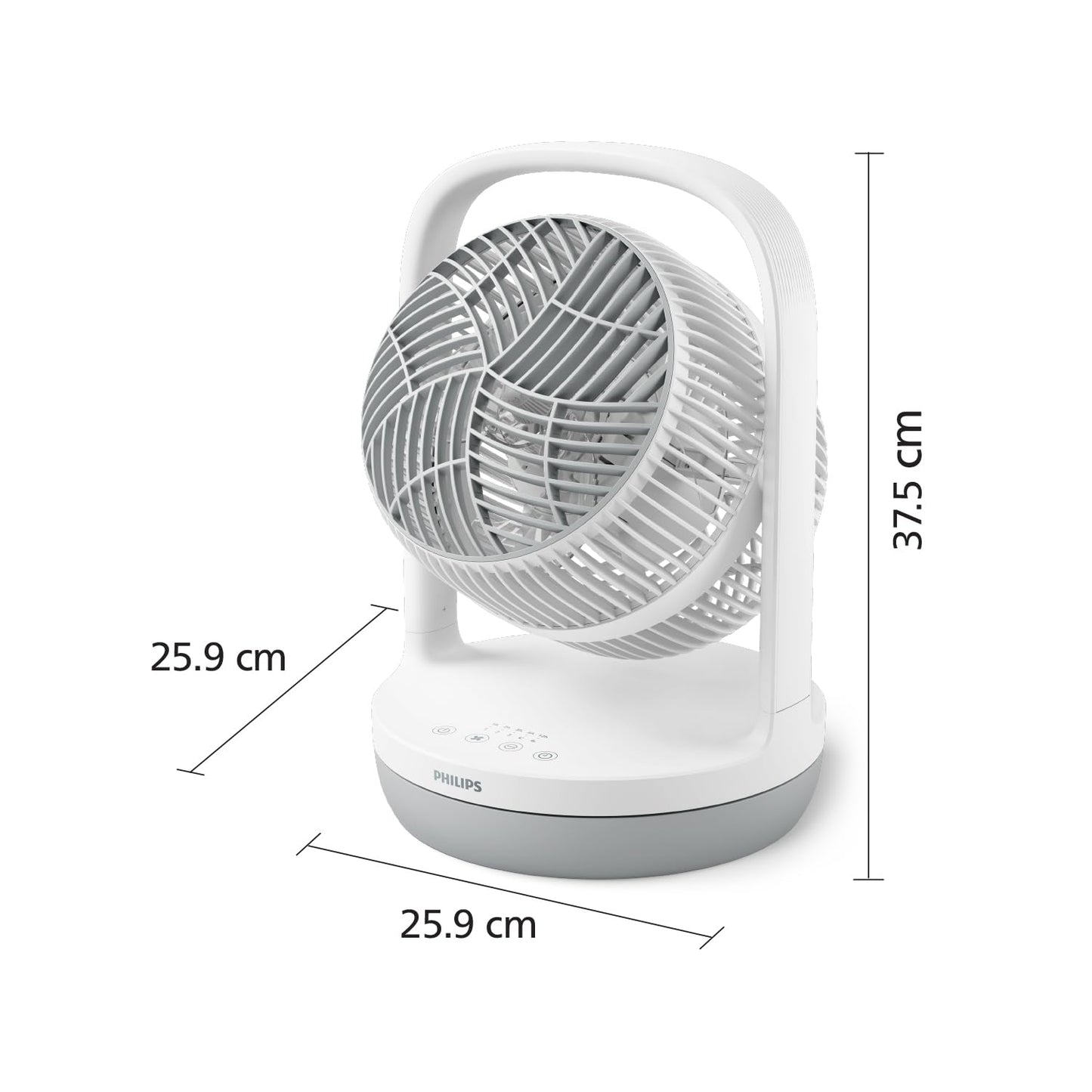 PHILIPS table fan series 2000. Strong & super quiet with SilentWings technology. 23dB. Air circulation. Tilt 180° adjustable. 12 hour timer. Bedroom, Home & Office. White (CX2050/00)