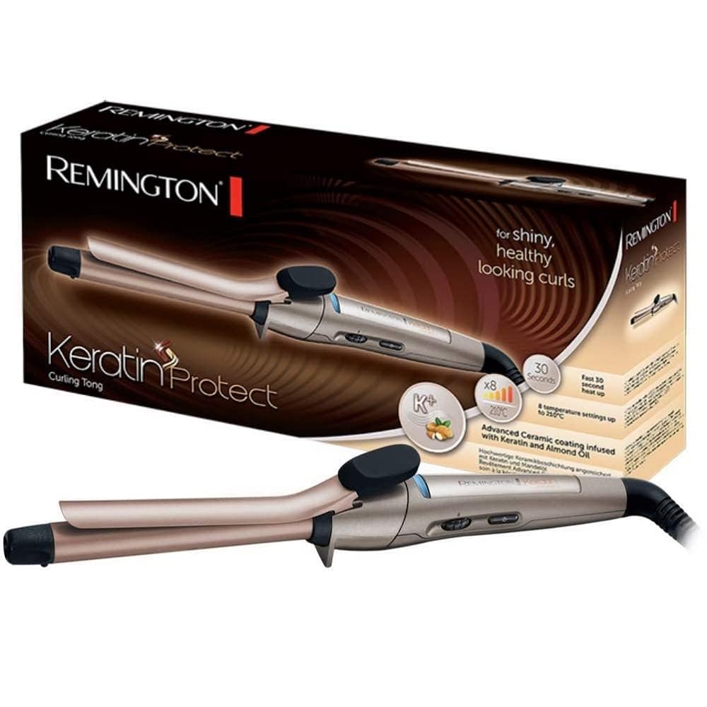 Remington curling iron small curls [19mm] Keratin Protect (high-quality ceramic coating with keratin & almond oil] - up to 210°C, with clamp, defined ringlets, natural curls, CI5318 - 45610560100