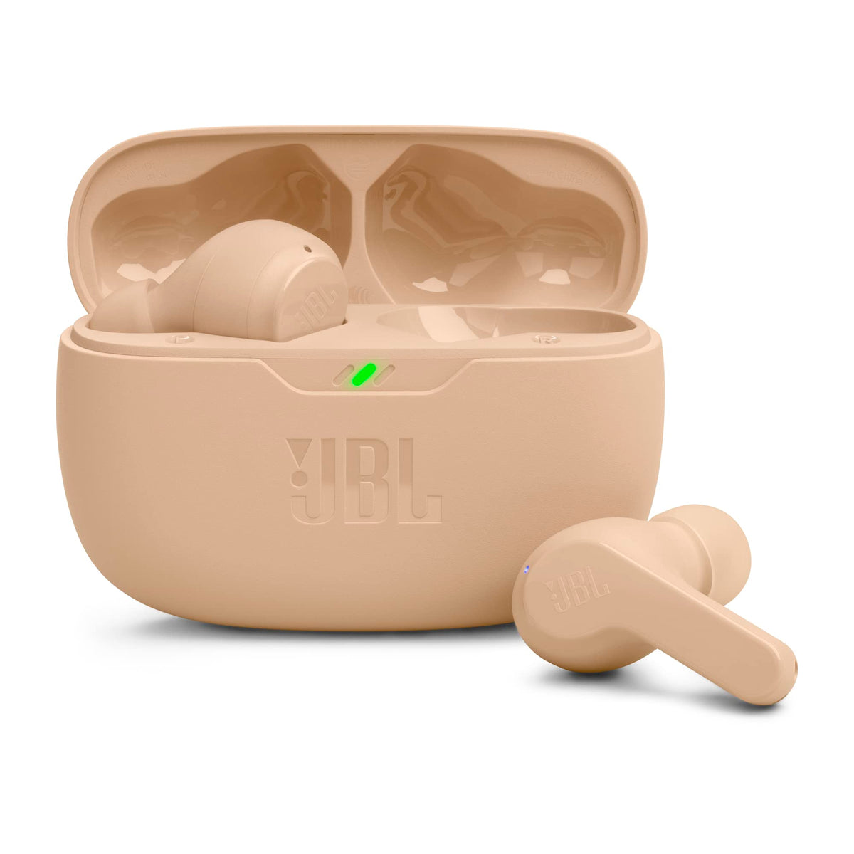 JBL Wave Beam – Căști in-ear wireless cu impermeabilitate IP54 și IPX2 – Funcție de apelare hands-free și autonomie de 32 de ore – Bej - JBLWBEAMBEG