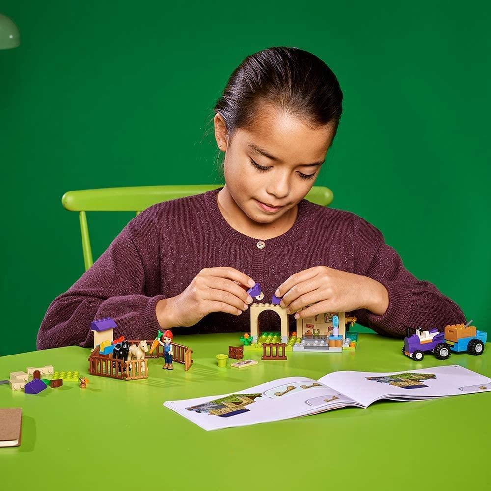 LEGO 41361 Friends Mia's Foal Stable, playset with Mia as a mini doll, 2 foal figures, rabbit figure and tractor with trailer, farm toys for children
