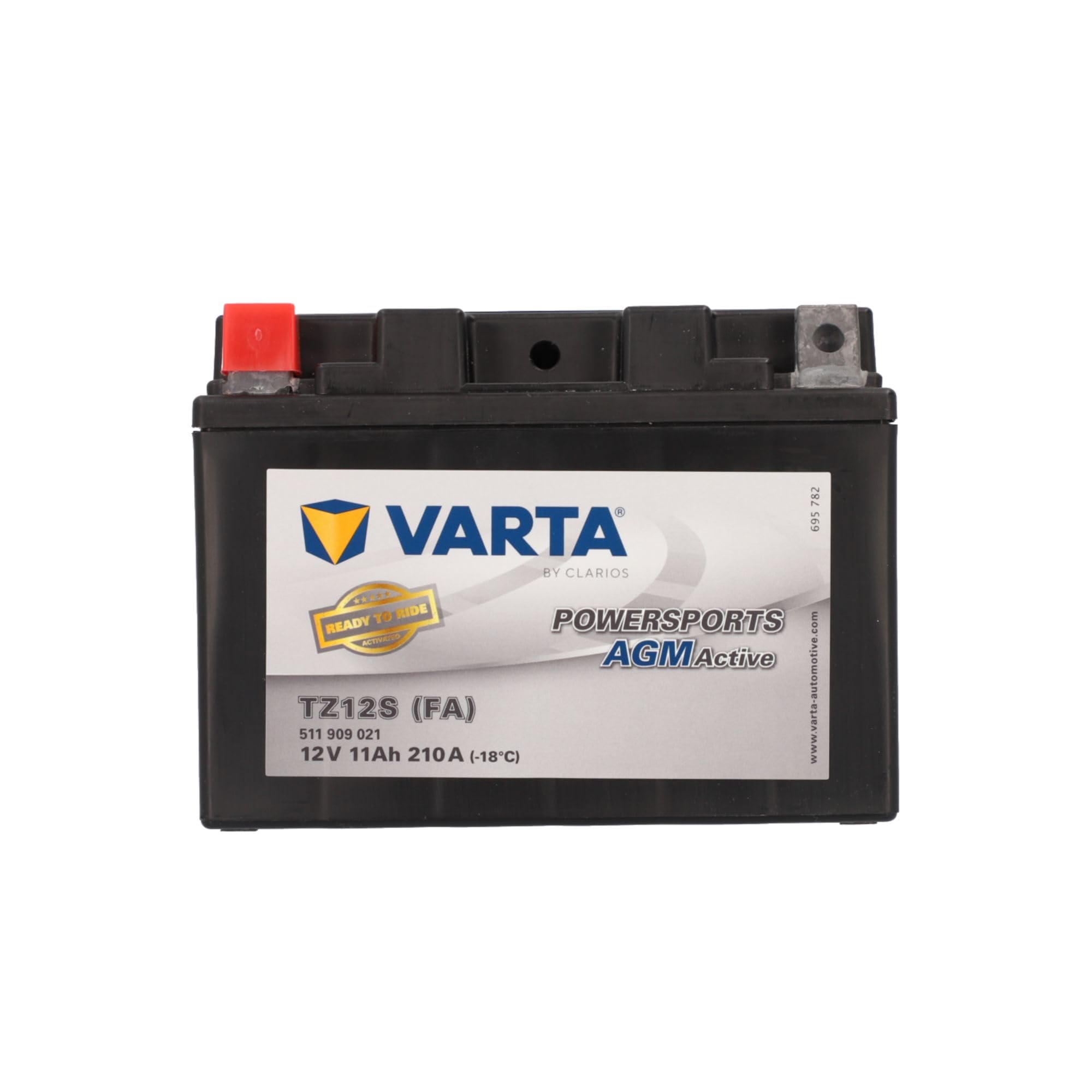 VARTA motorcycle battery 11 Ah / 210 A Powersports Active AGM - long service life, pre-charged, maintenance-free, suitable for motorcycles, scooters, quads, jet skis and snowmobiles, black - 511909021