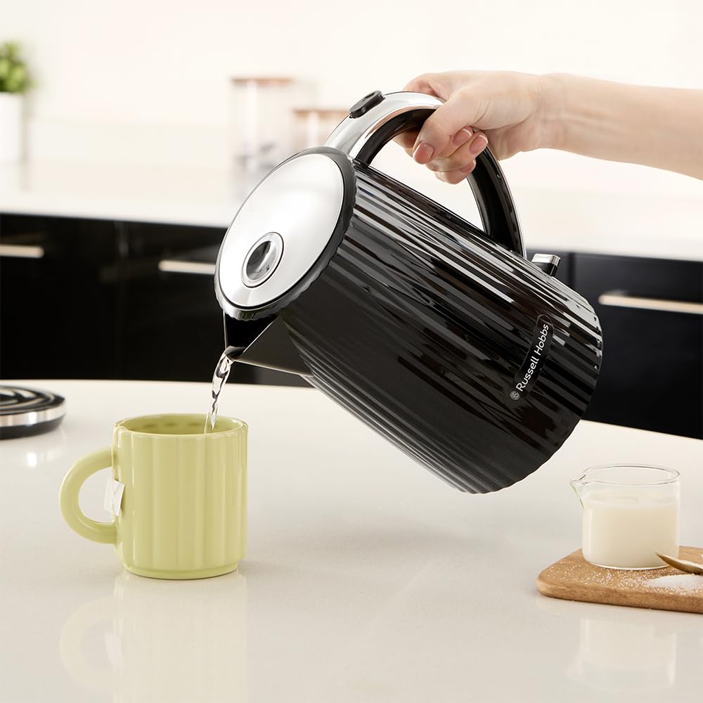 Russell Hobbs Eden Kettle Black, 1.7L, 2400 Watt, Stainless Steel Accents - 27361-70