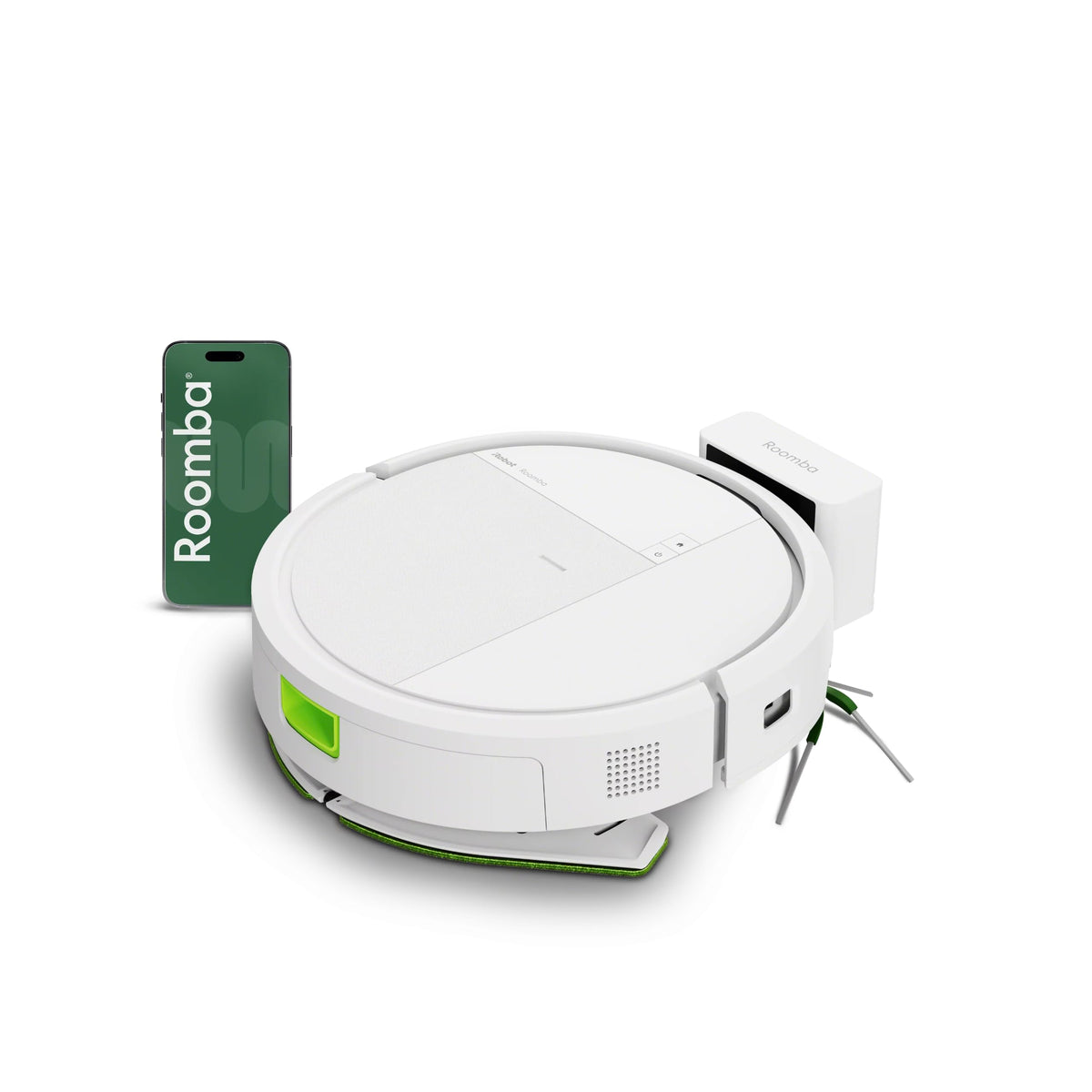 iRobot Roomba® 115 Combo Robot de aspirare și mop, putere de aspirație de 15k Pa, perii și pad de ștergere incluse, navigație cu Clearview™ LiDAR, Alb - Y414240