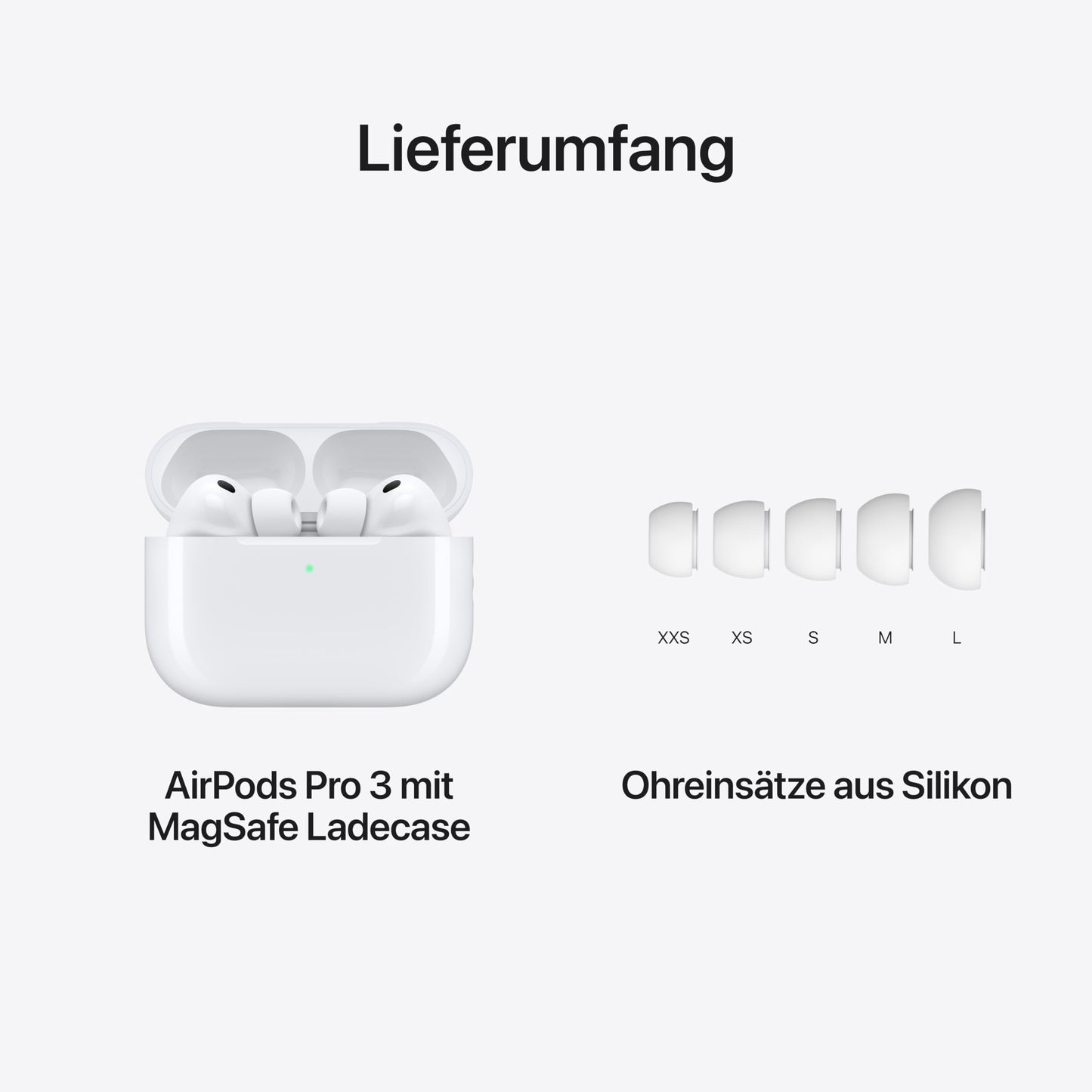 Apple AirPods Pro 3 wireless in-ear headphones, active noise cancellation, heart rate measurement, hearing aid function, Bluetooth headphones, 3D audio, Hi-Fi sound, charging via USB-C - MFHP4ZM/A