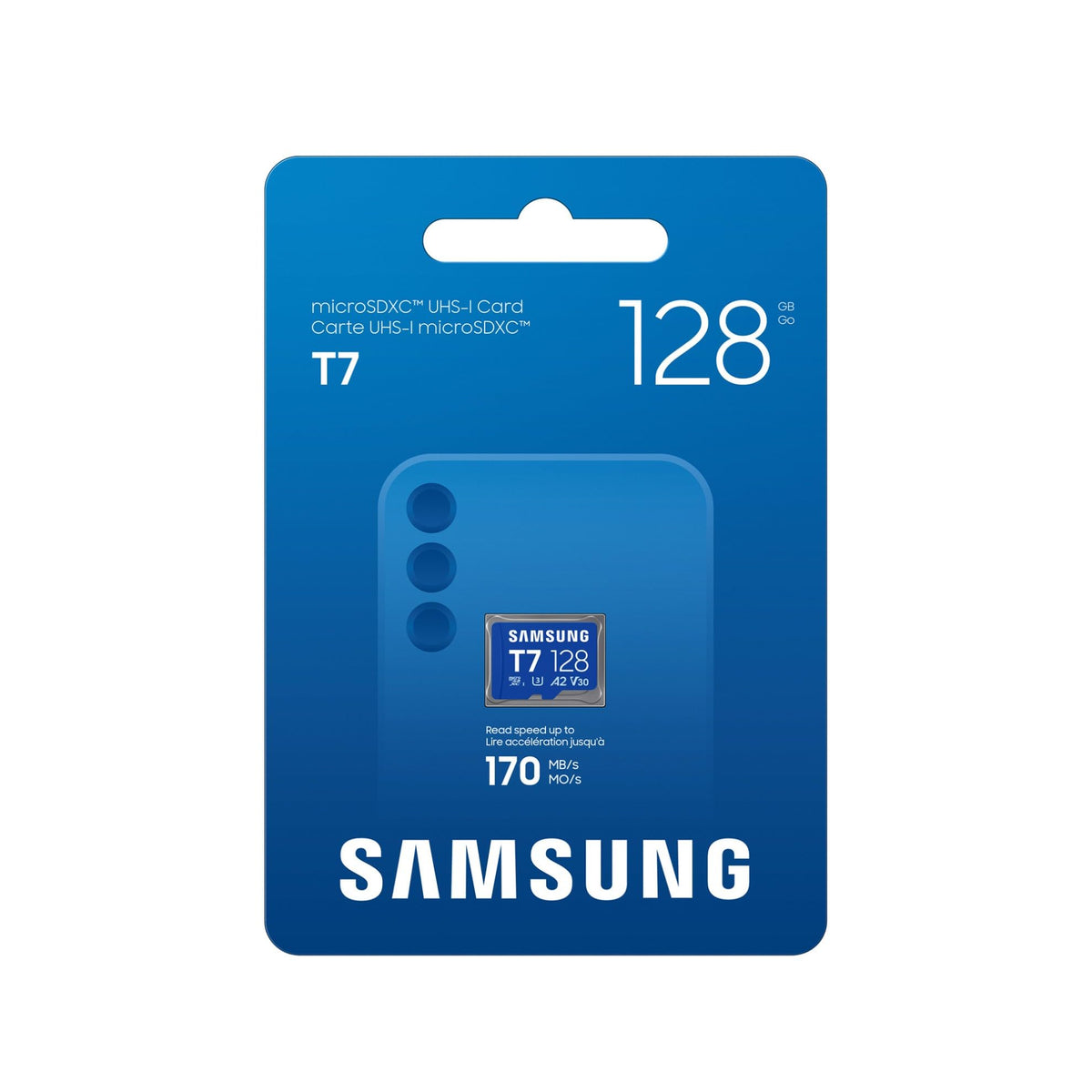 Samsung T7 microSD Card, 128 GB, memory card for mobile games on smartphones, tablets, and handheld consoles, UHS-I U3, Full HD & 4K UHD, 170 MB/s read speed, MB-MB128T/WW