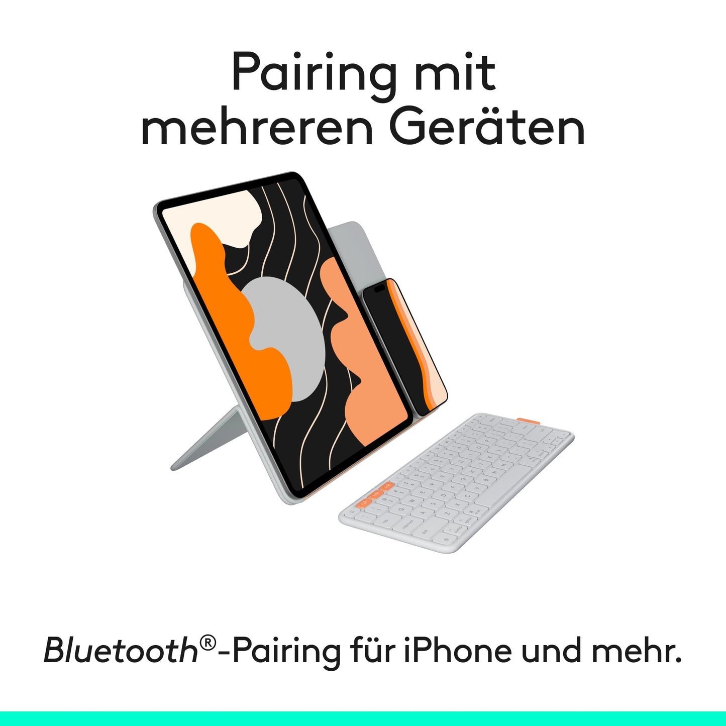 Logitech Flip Folio, keyboard case for iPad Pro 13 inch (M4 and M5) and iPad Air 13 inch (M2 and M3) (2024, 2025) - protective case with stowable Bluetooth keyboard, multi-device, DEU QWERTZ - light gray - 920-013834