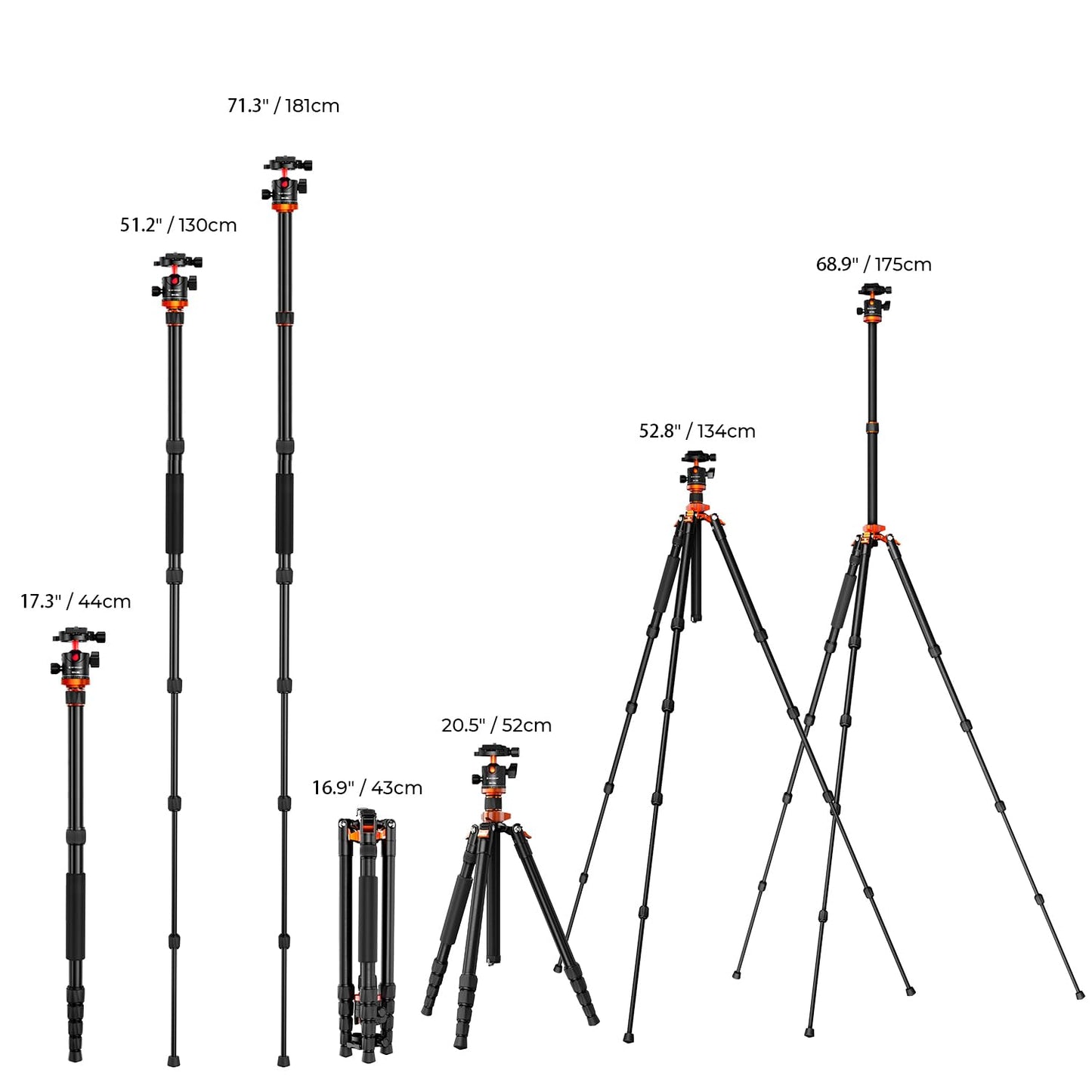 K&F Concept camera tripod, tripod with 360° ball head, portable tripod for Canon Nikon Sony and other DSLR cameras, aluminum photo tripod monopod K255A4+BH-28L - KF09.083V1