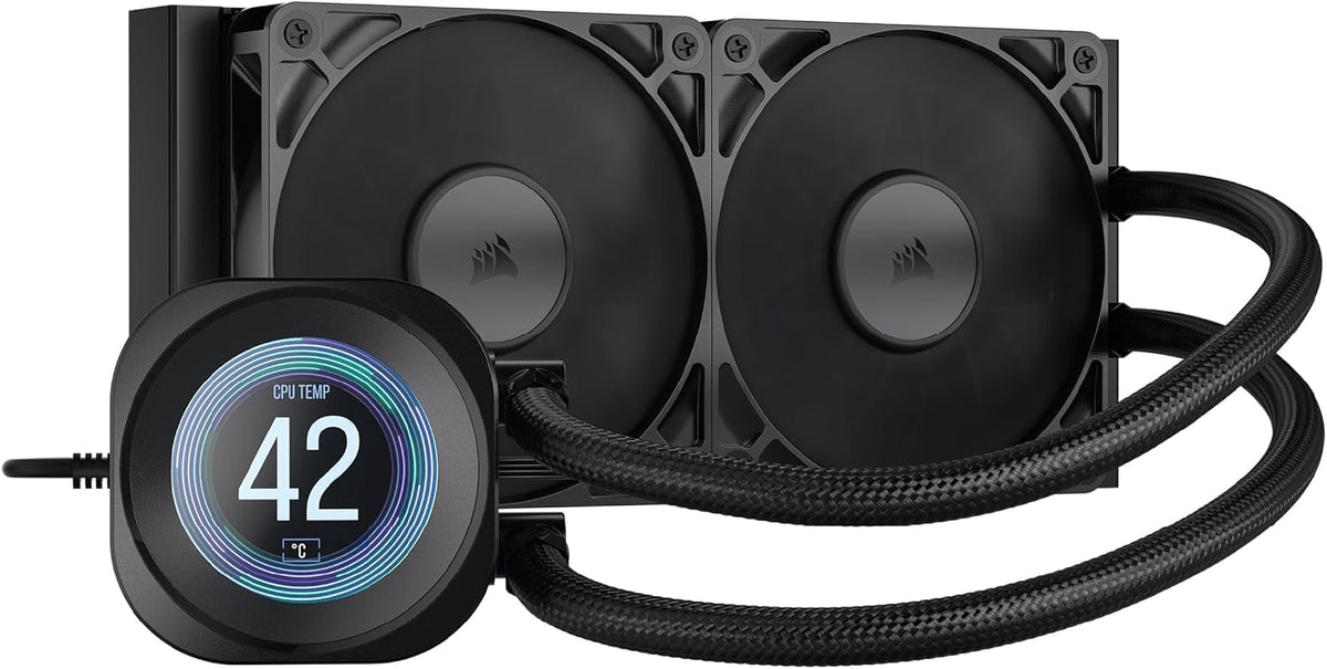 CORSAIR Nautilus 240 RS LCD Liquid CPU Cooler – 2.1-inch IPS LCD screen, 240mm AIO, easy daisy-chain connections, Intel LGA 1851/1700, AMD AM5/AM4 – includes 2X RS120 fans – Black - CW-9061031-WW