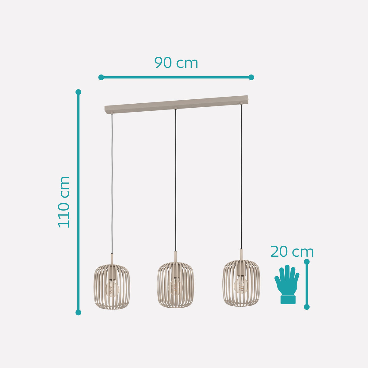 EGLO Pendant Lamp Romazzina, Dining Table 3-Light Pendant - 900497