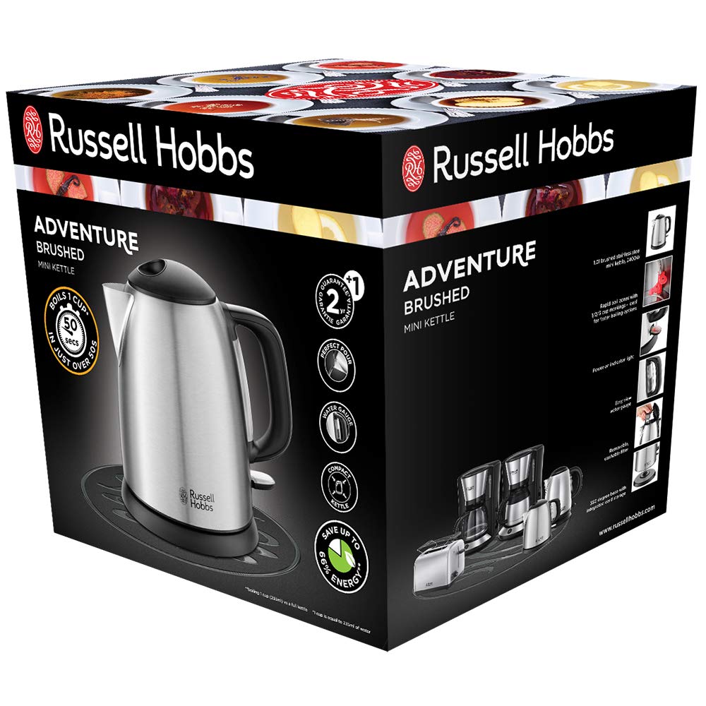 Russell Hobbs Kettle, 1.0 l, Brushed Stainless Steel, 2400 Watt - 24990-70