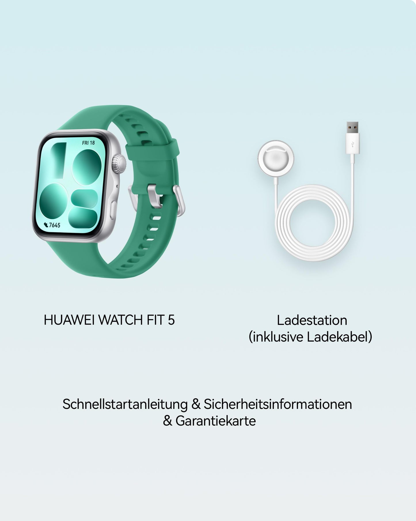 HUAWEI Watch FIT 5 Smartwatch, GPS, 1.82″ display, sports watch with sleep tracker, NFC payment, fall detection, health management, up to 10 days battery, 5 ATM, for iOS & Android, 100+ workouts, green - Niki-B19F