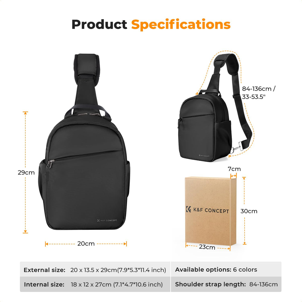 K&F CONCEPT Geantă pentru cameră, Geantă tip sling pentru cameră Rucsac foto mic - JPKF13.171US
