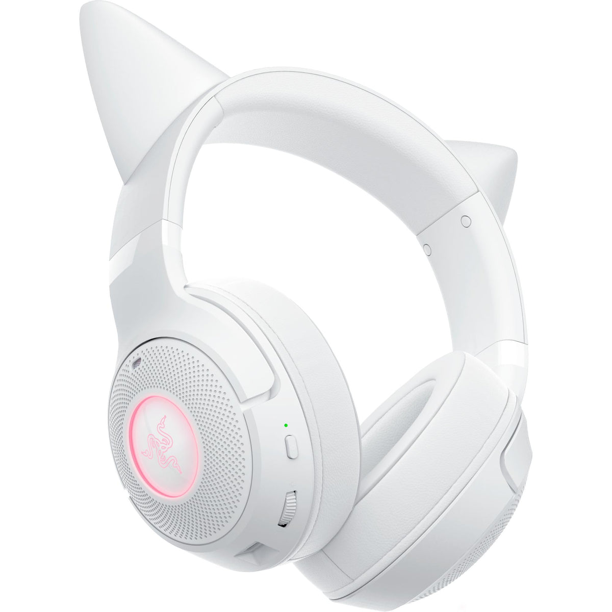 Razer Kraken Kitty V2 BT - Wireless Bluetooth RGB Headset with Kitty Ears for Gaming and Streaming (325g, Triforce 40mm Drivers, Bluetooth 5.2, Noise-Cancelling Mic, 40 Hours Battery Life) White - RZ04-04860600-R3M1