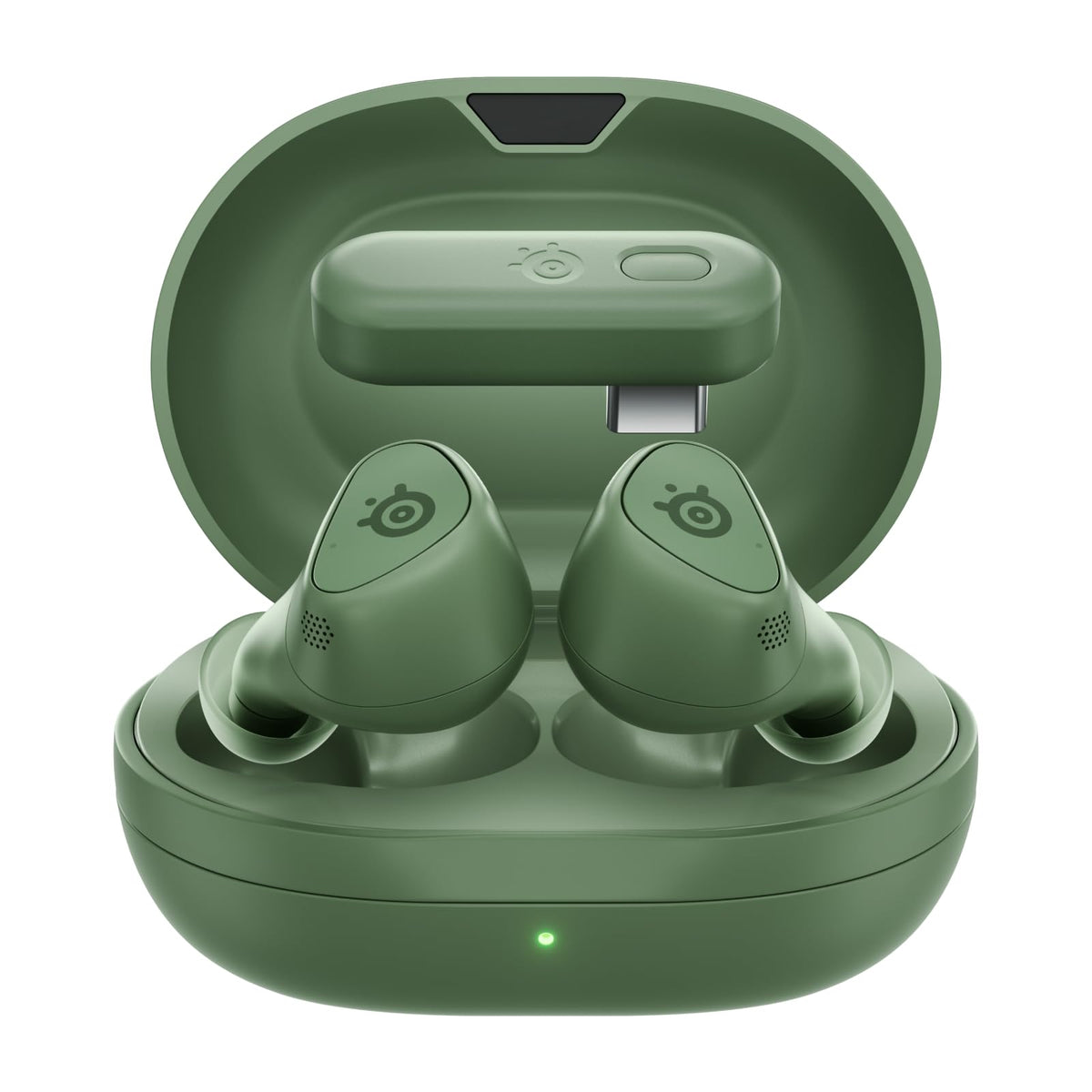 SteelSeries Arctis GameBuds™ pentru Xbox/PC căști de gaming wireless – Matcha - Ediție Limitată, 2,4 GHz + BT5.3, anulare activă a zgomotului, baterie de 40 de ore, încărcare wireless Qi - 61713