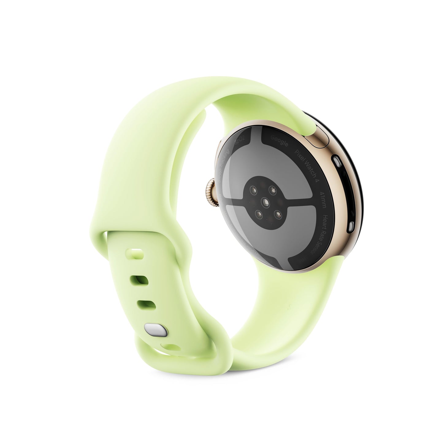 Google Pixel Watch 4 (41mm) - Curved Android smartwatch with fitness tracking and Gemini support - Champagne Gold aluminum body - Lemongrass sports band - Wi-Fi - ACCX220925OD