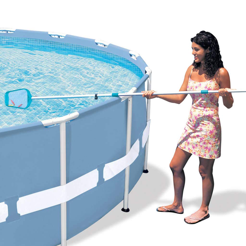 INTEX 3-piece pool cleaning set, pool vacuum cleaner with aluminum telescopic rod, 2.39 m with interchangeable vacuum cleaner and skimmer, pool cleaner, floor vacuum cleaner for above-ground pools (28002) - Intex