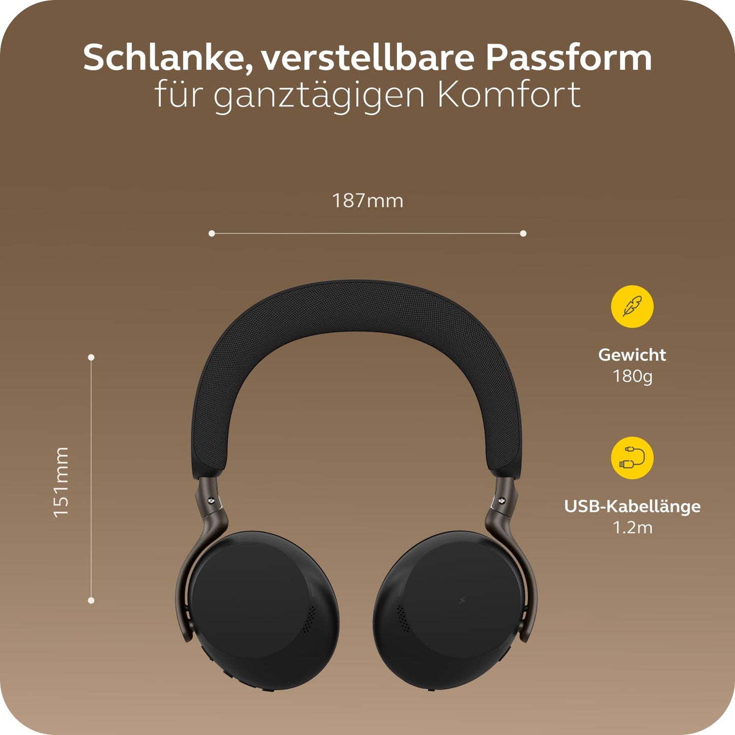 Jabra Evolve3 75 on-ear Bluetooth headset wireless with microphone & charging station for office, USB-C, AI voice call, extended ANC, 22h battery, for online meeting apps, black - 37599-989-889