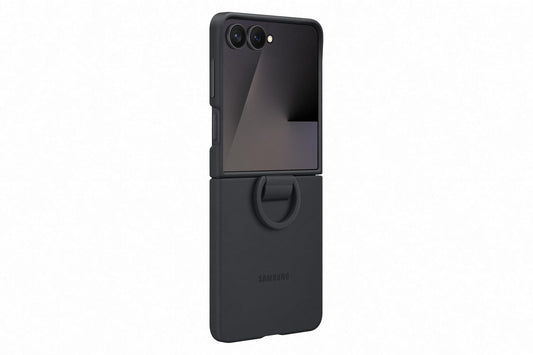Samsung Silicone Ring Case EF-PF766 for the Galaxy Z Flip7, smartphone cover, mobile phone case including ring holder, silicone, protective case, shockproof, thin and easy to grip, black - EF-PF766TBEGWW