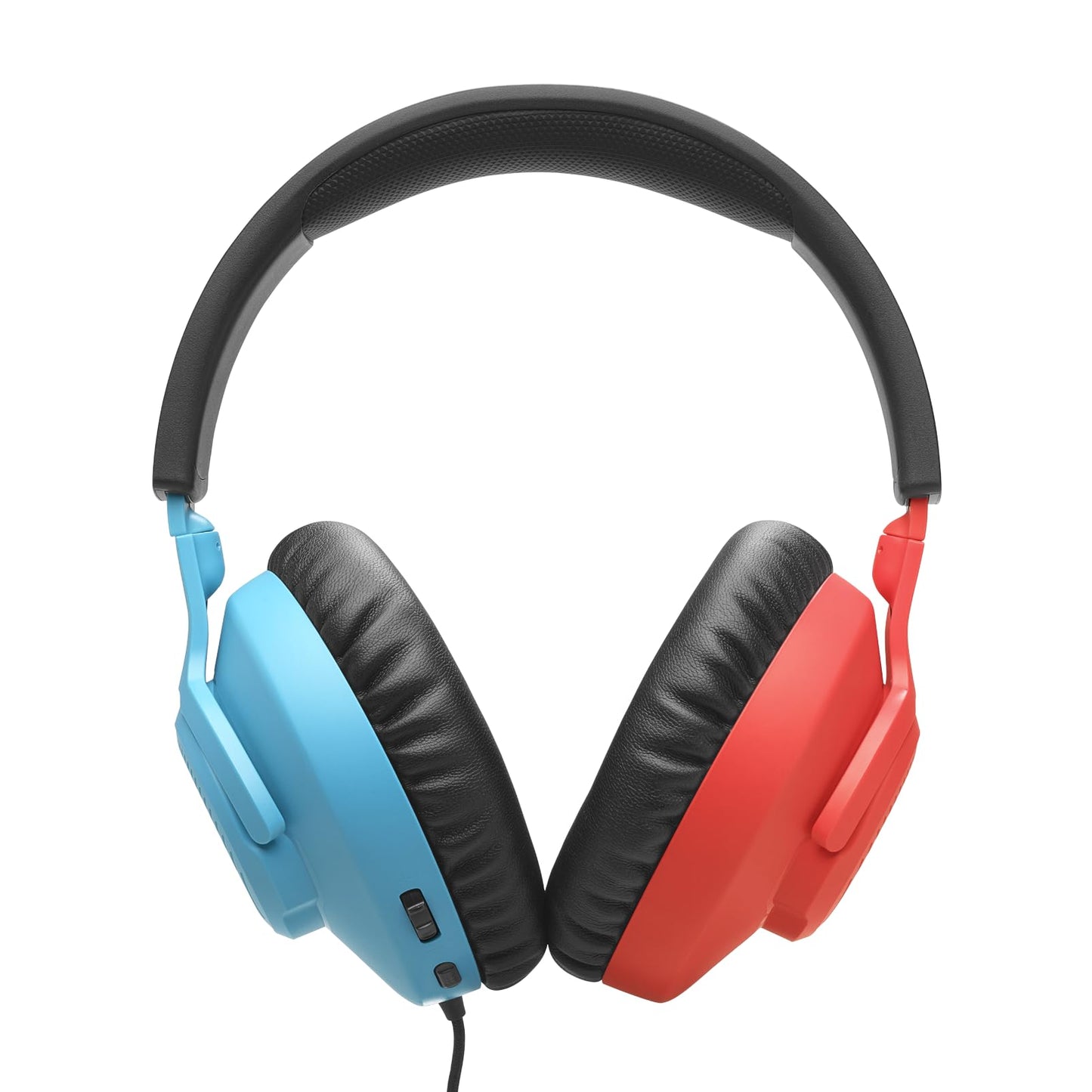 JBL Quantum 100N, wired over-ear gaming headset with detachable microphone, JBL QuantumSOUND Signature, memory foam, multi-platform compatibility and Windows Sonic Spatial Sound, Blue/Red - JBLQTUM100N