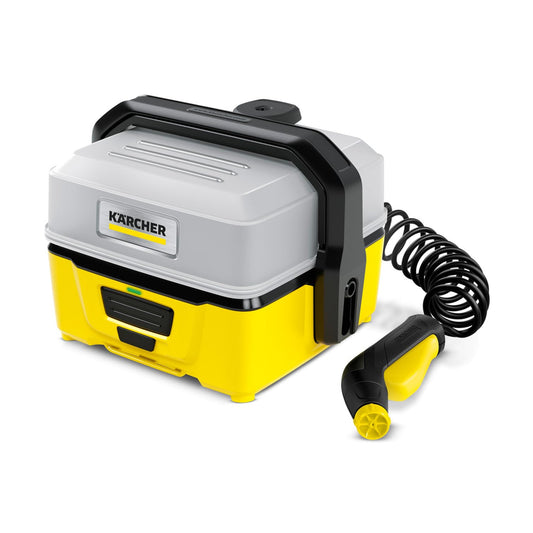 Kärcher Pressure Washer OC 3, low pressure, lithium-ion battery, flow rate: 2 l/h, weight: 2.2 kg, water tank: 4 l, spiral hose: 2.8 m, flat spray nozzle. - 1.680-015.0